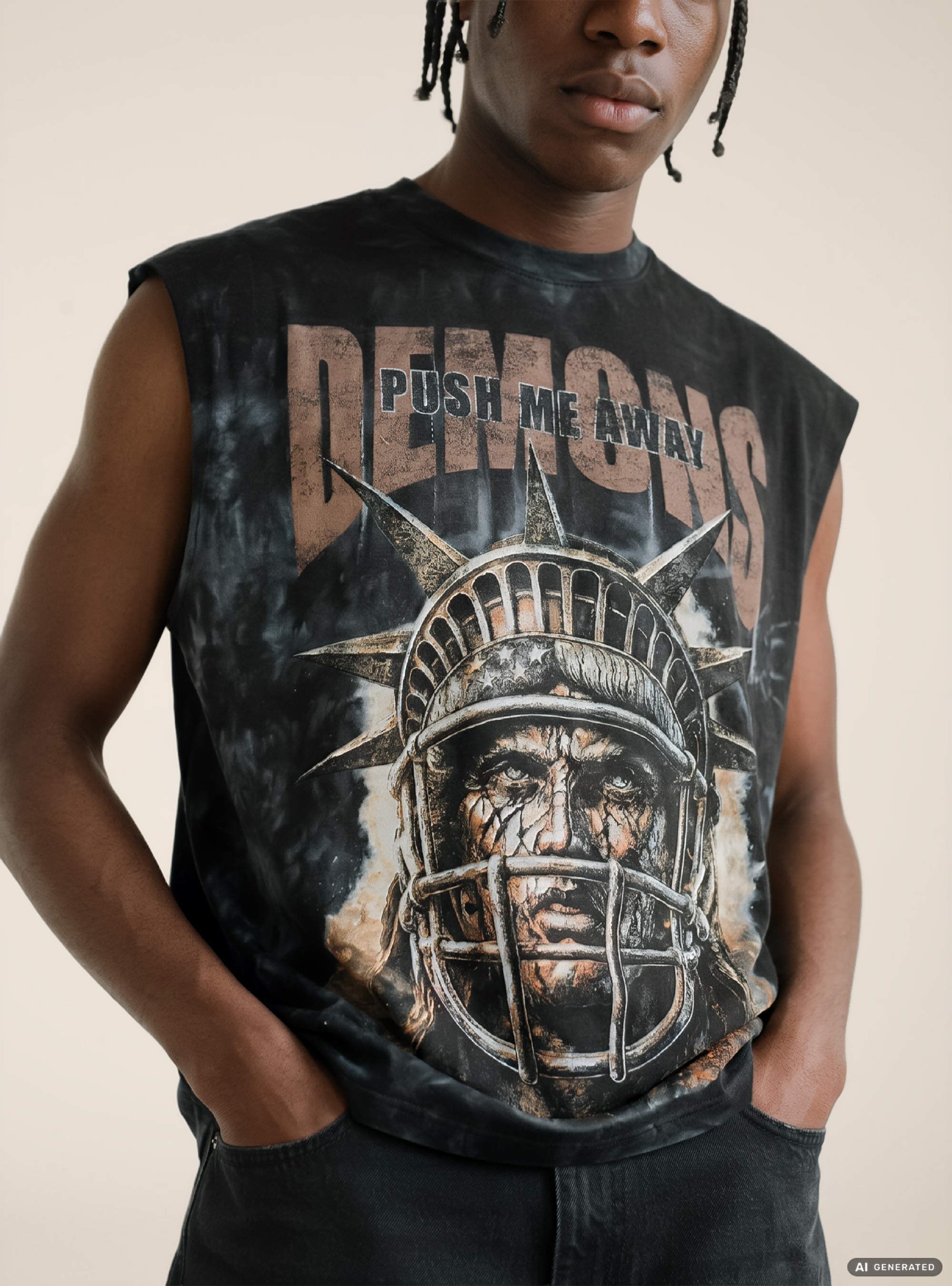 Canotta con stampa demons, BK1 BLACK