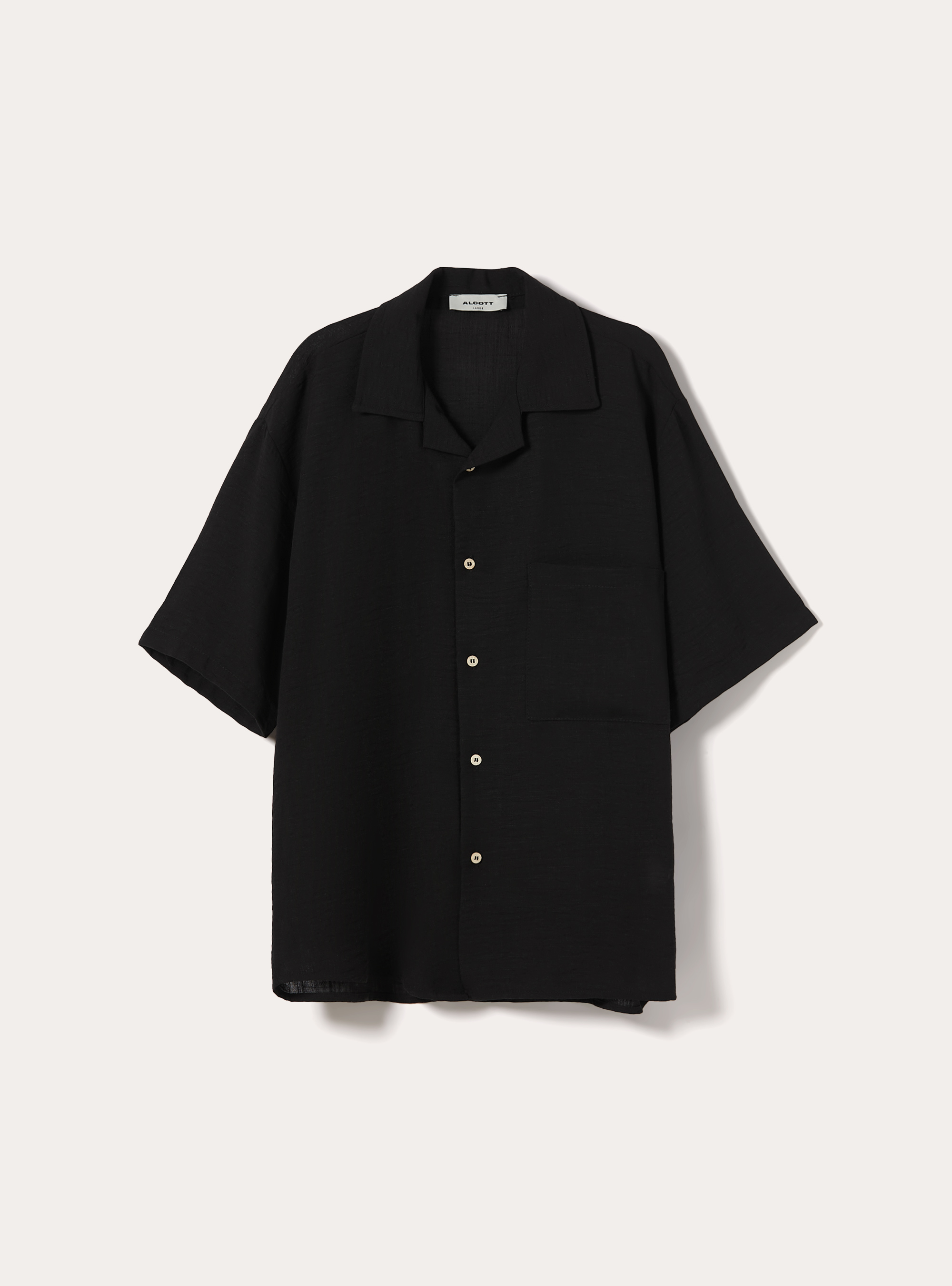 Kurzarmhemd aus Flammgarn-Gewebe, BK1 BLACK