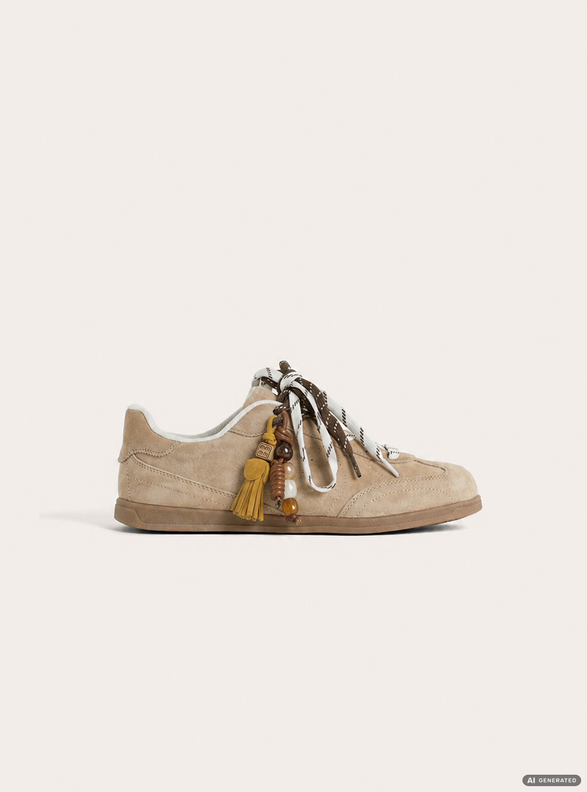 Suede-Effect Sneakers, BG2 BEIGE MEDIUM