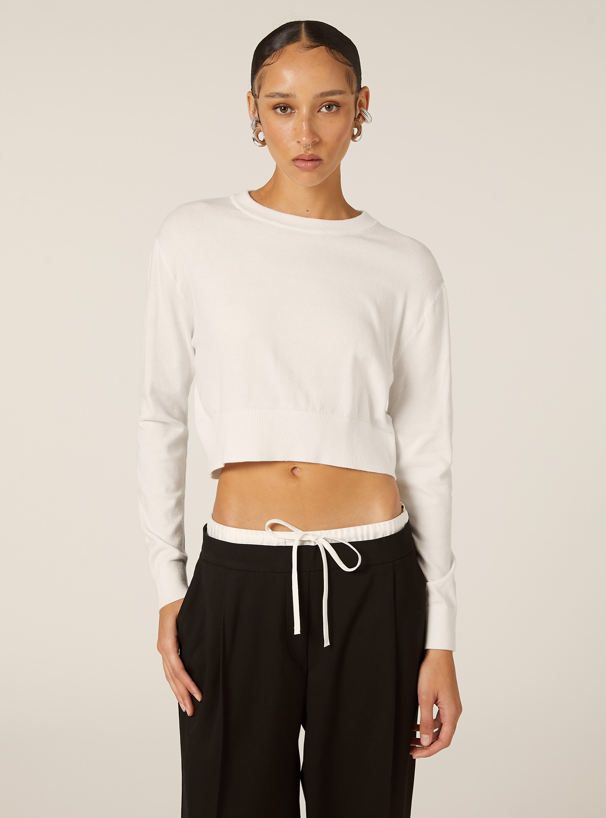 Pull &agrave; col rond coupe boxy, WH2 WHITE