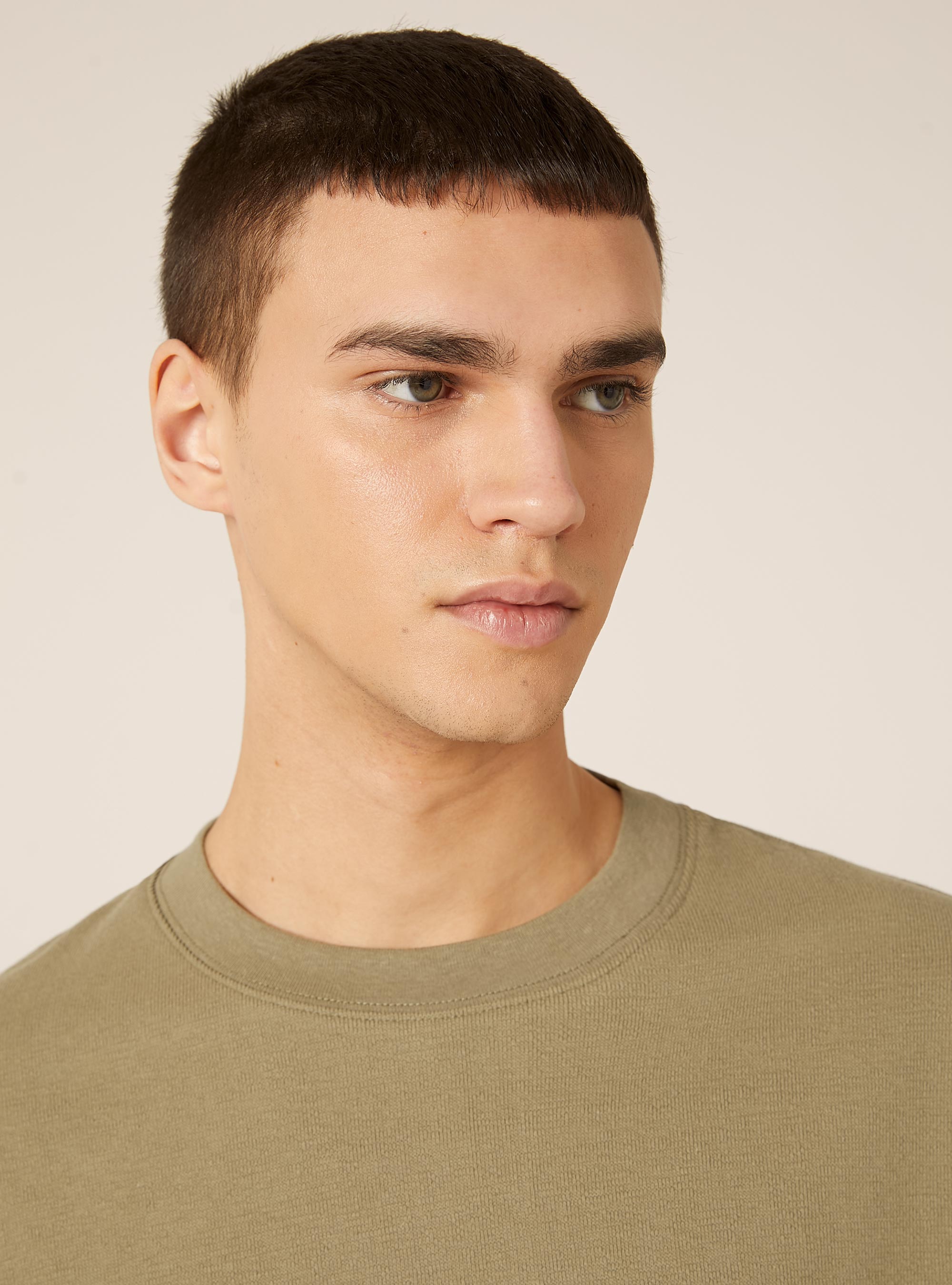 Textured cotton T-shirt, KY2 KAKY MEDIUM