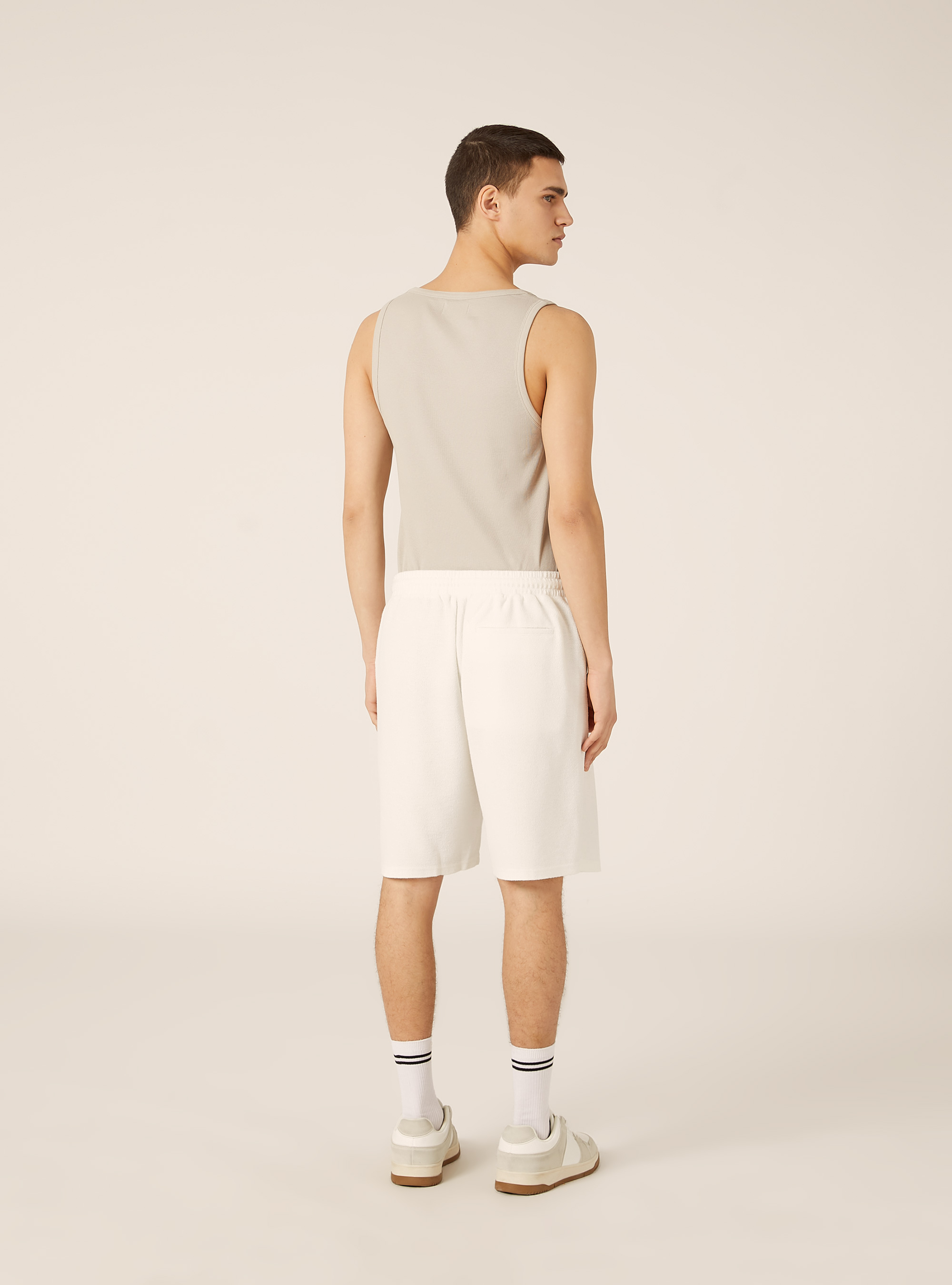 Strukturierte Baumwoll-Bermudas, WH1 OFF WHITE