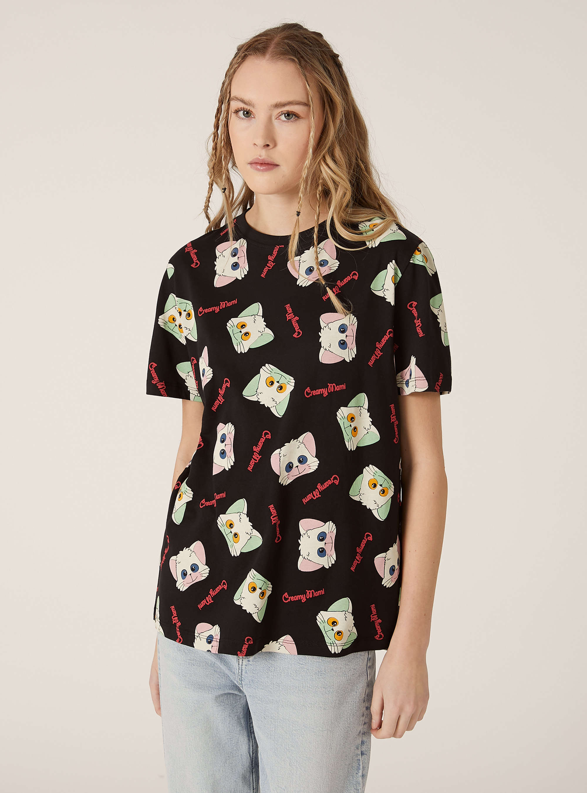 Cr&egrave;me / T-shirt imprim&eacute; Alcott, BK1 BLACK