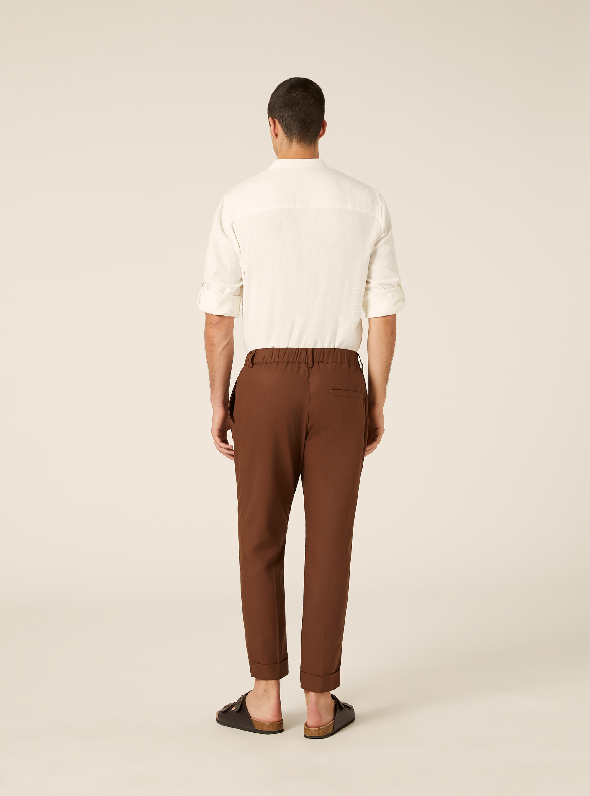 Linen Blend Pleated Trousers, BR1 BROWN DARK