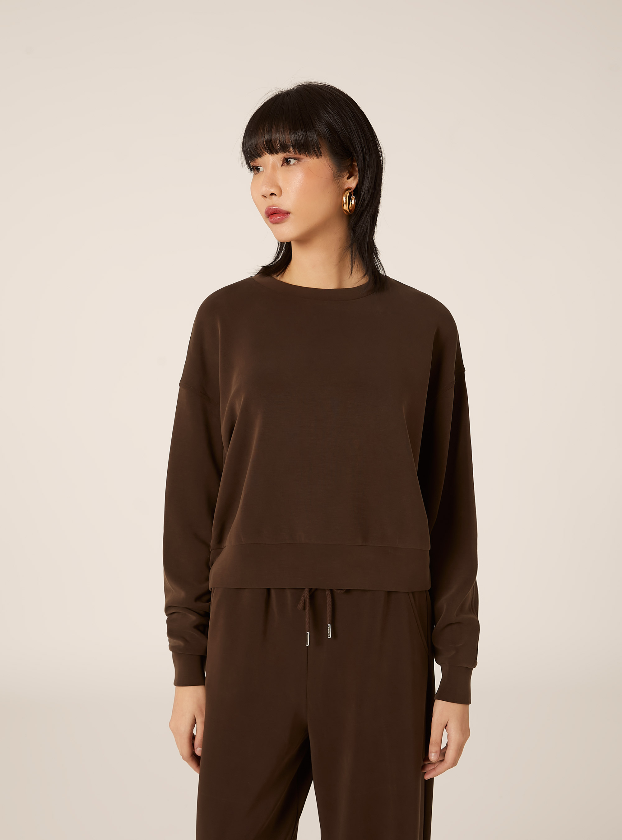 Soft-Touch-Sweatshirt, BR1 BROWN DARK
