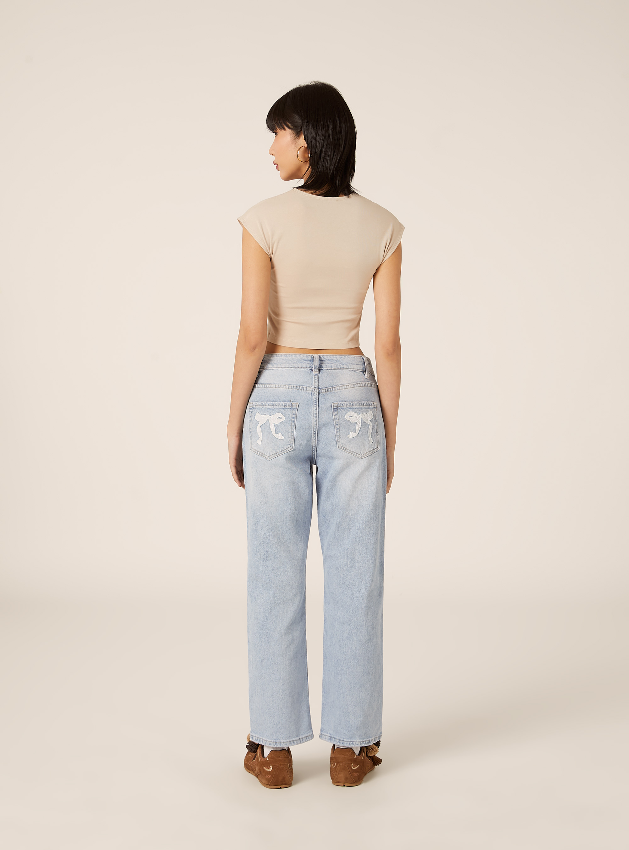 T-shirt Crop en Coton, BG2 BEIGE MEDIUM