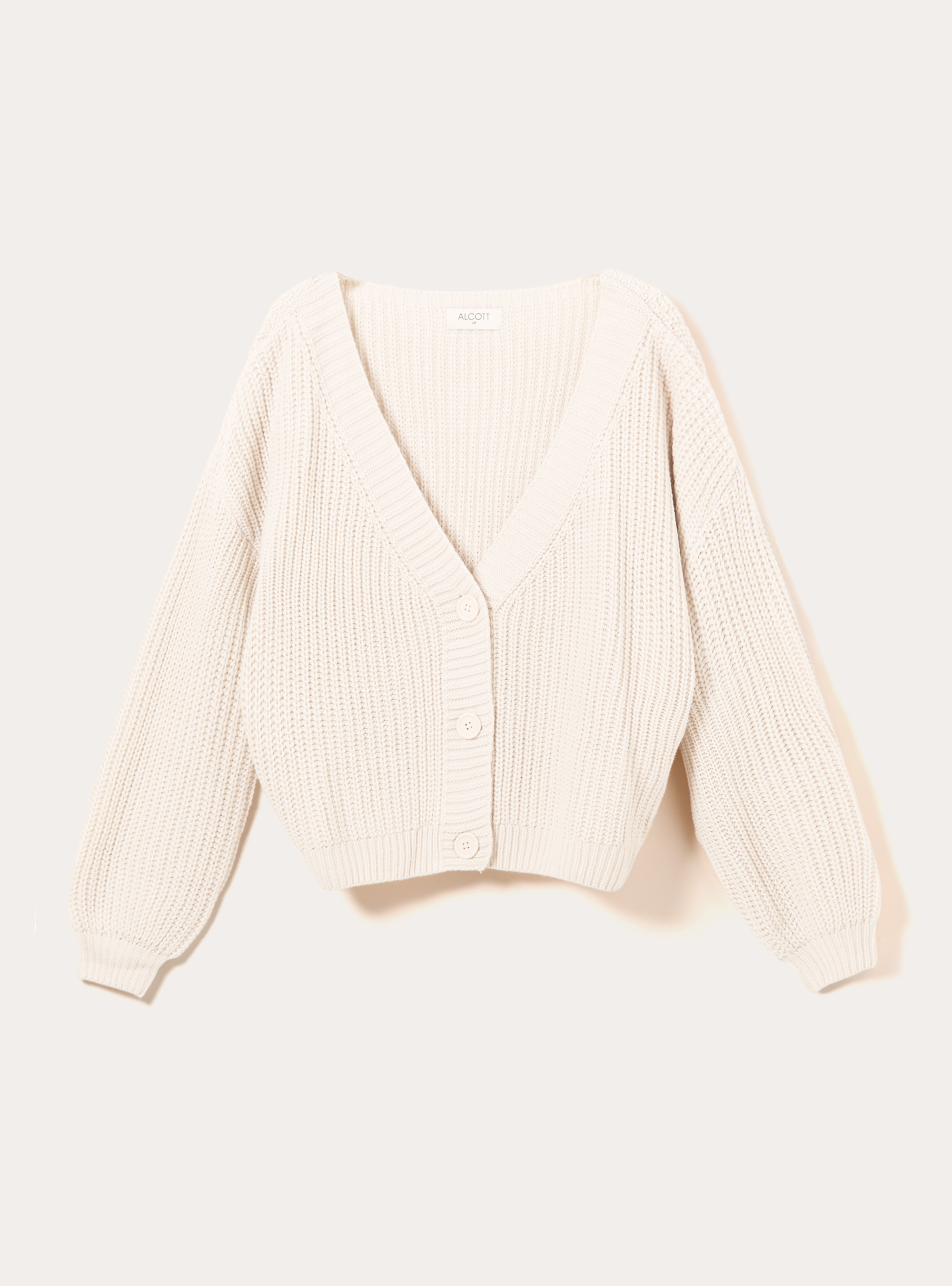 Cardigan en maille &agrave; encolure en V, MWH1 WHITE MEL DARK