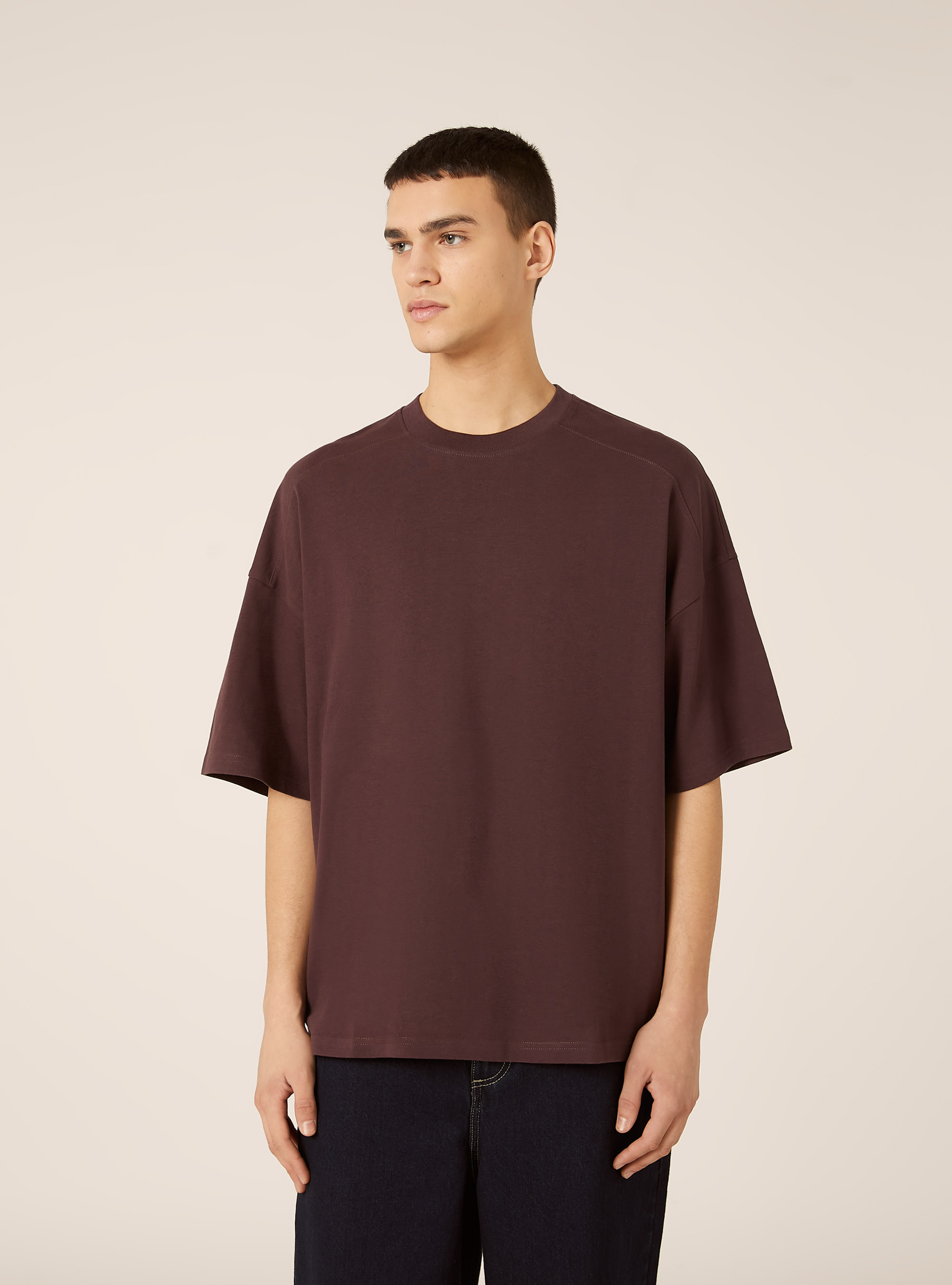 Boxy fit short sleeve tee with dropped shoulders, VI2 VIOLET MEDIUM