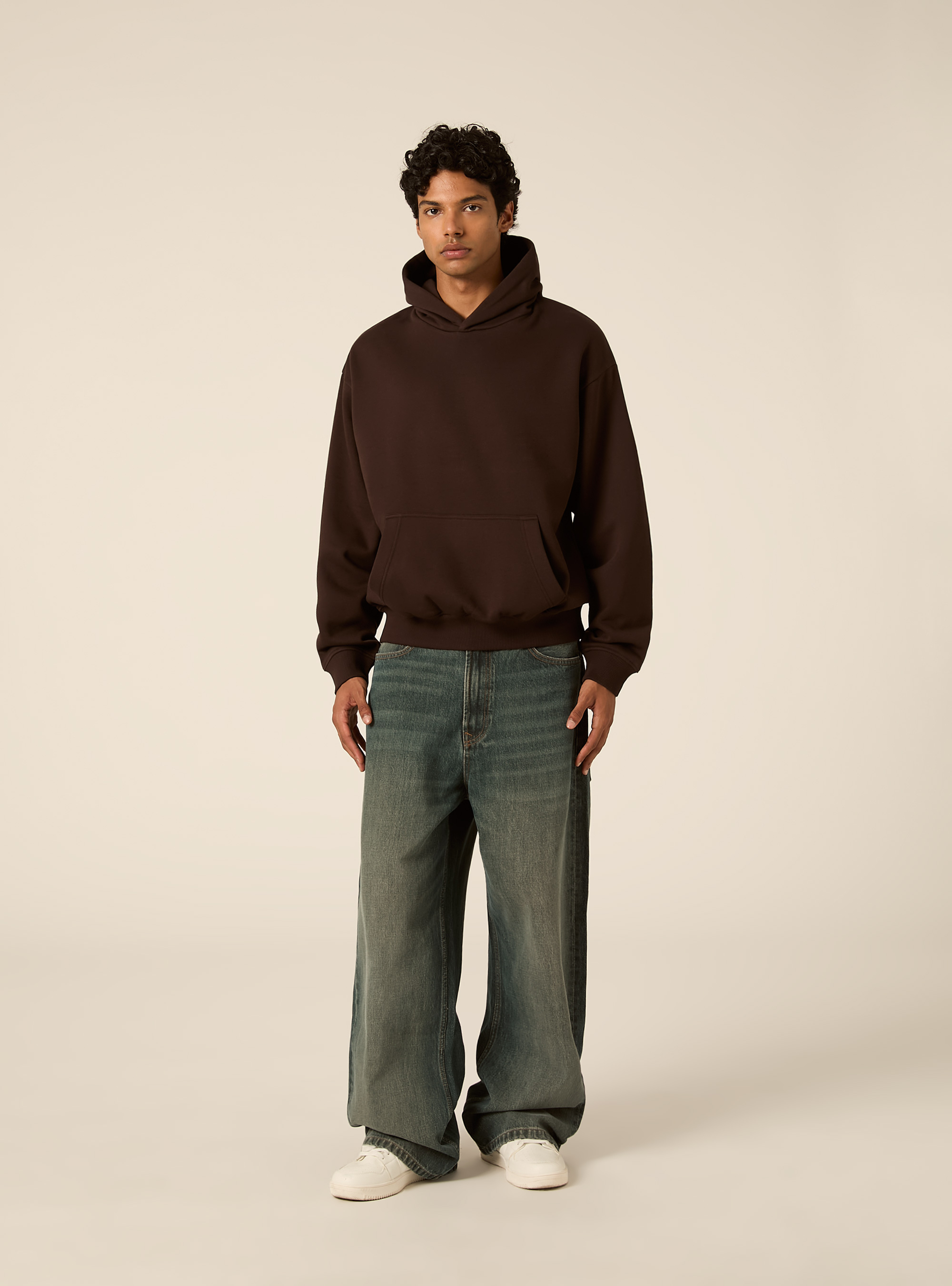Boxy fit hoodie, BR1 BROWN DARK
