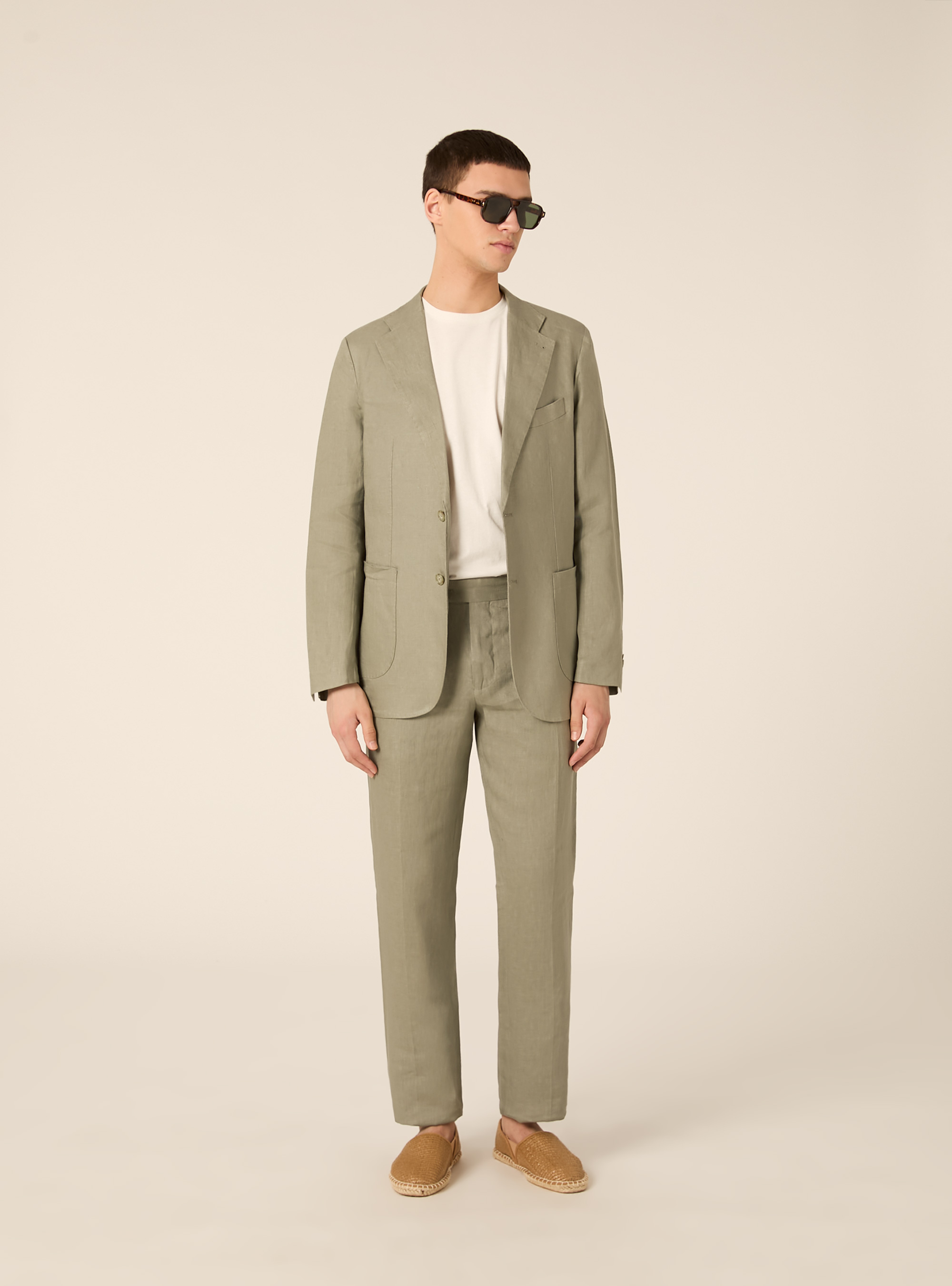 Single-breasted jacket in pure linen, KY2 KAKY MEDIUM