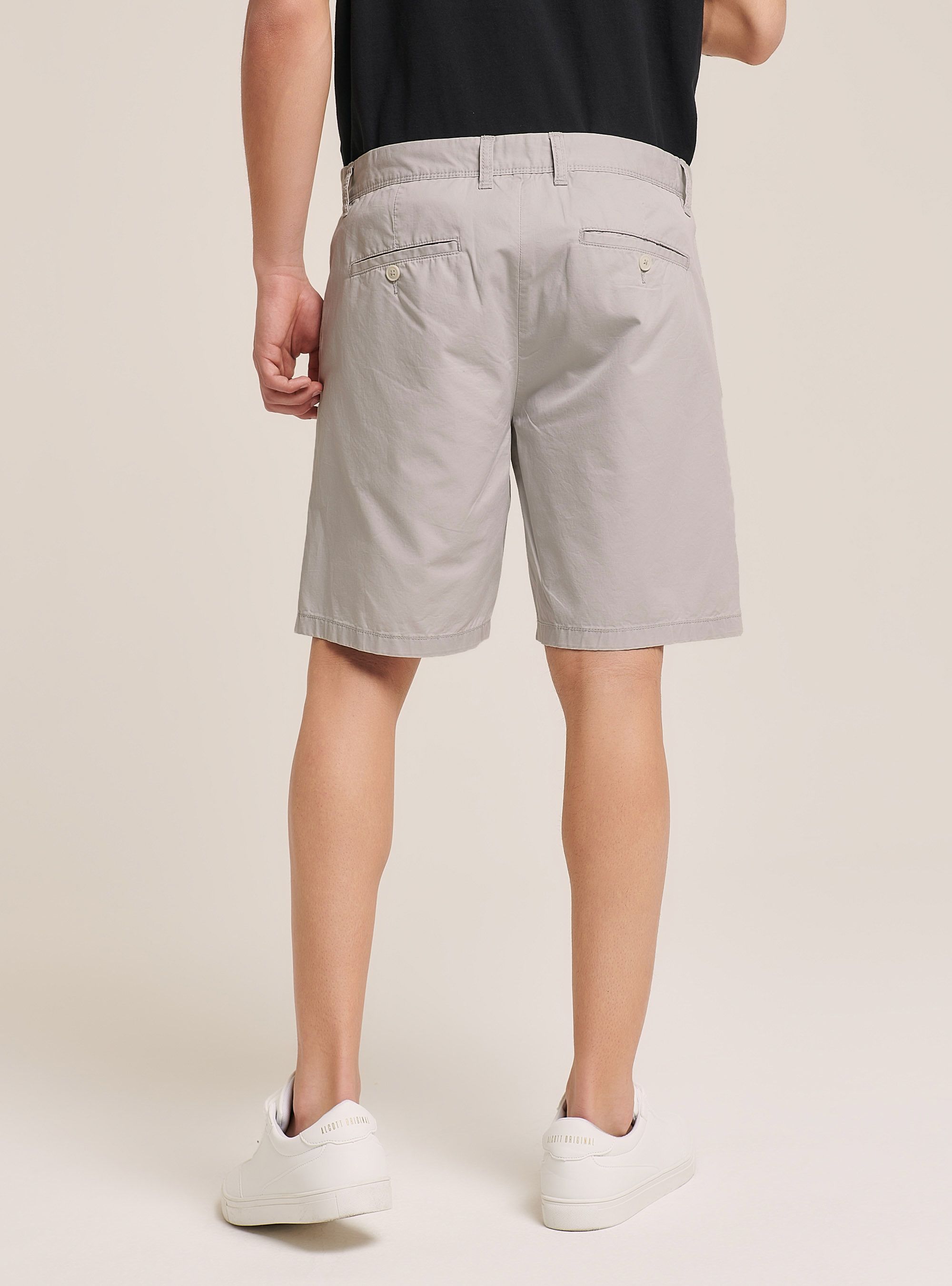 Plain Fit Twill Bermuda Shorts, GY3 GREY LIGHT