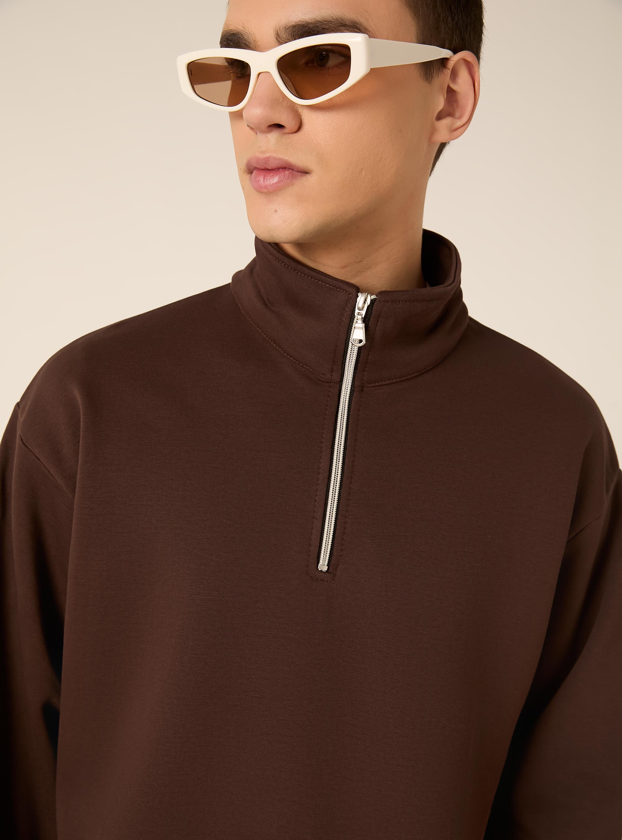Box fit sweatshirt, BR1 BROWN DARK