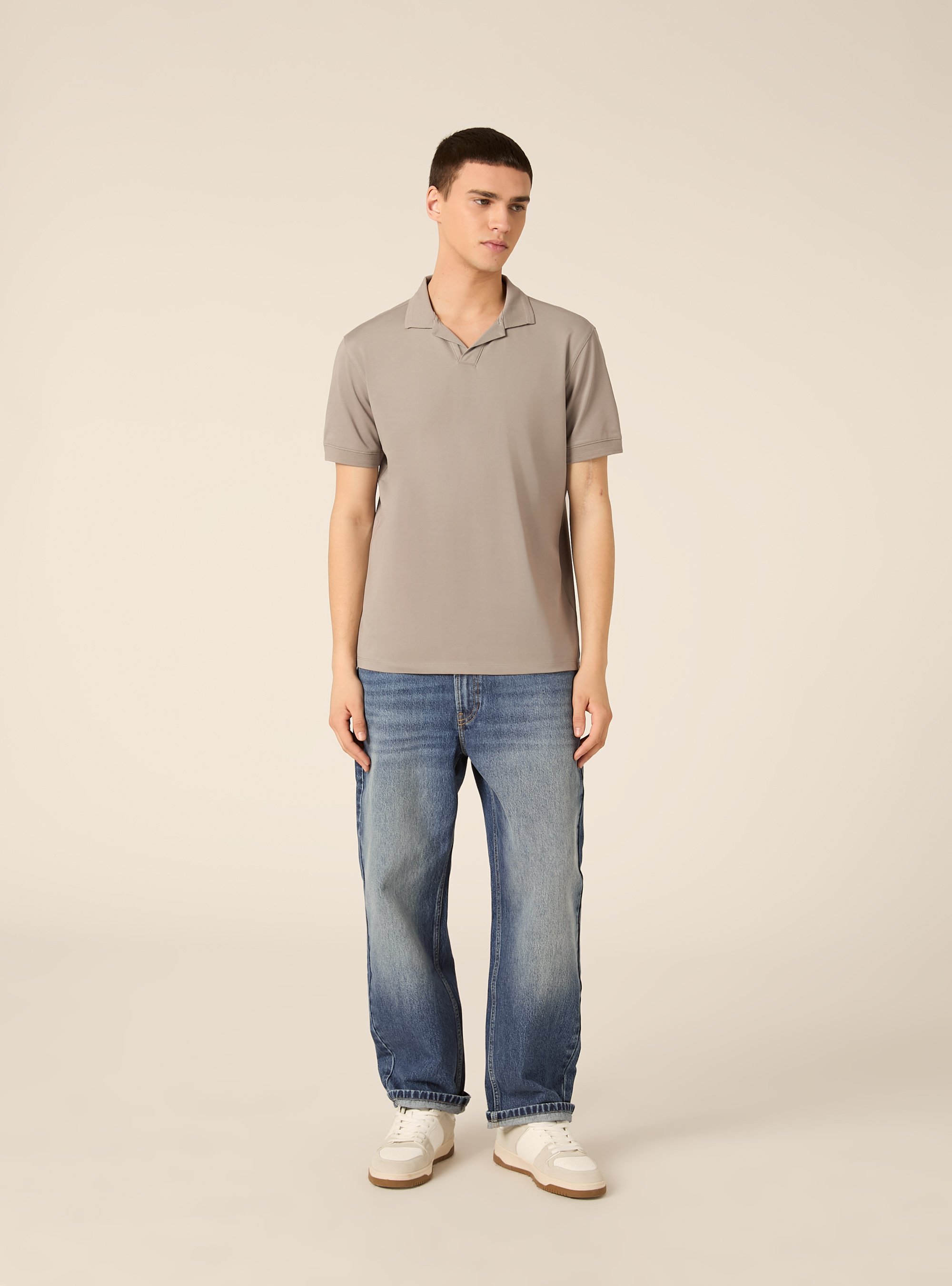 Polo AIRes en piqu&eacute; stretch, GY2 GREY MEDIUM