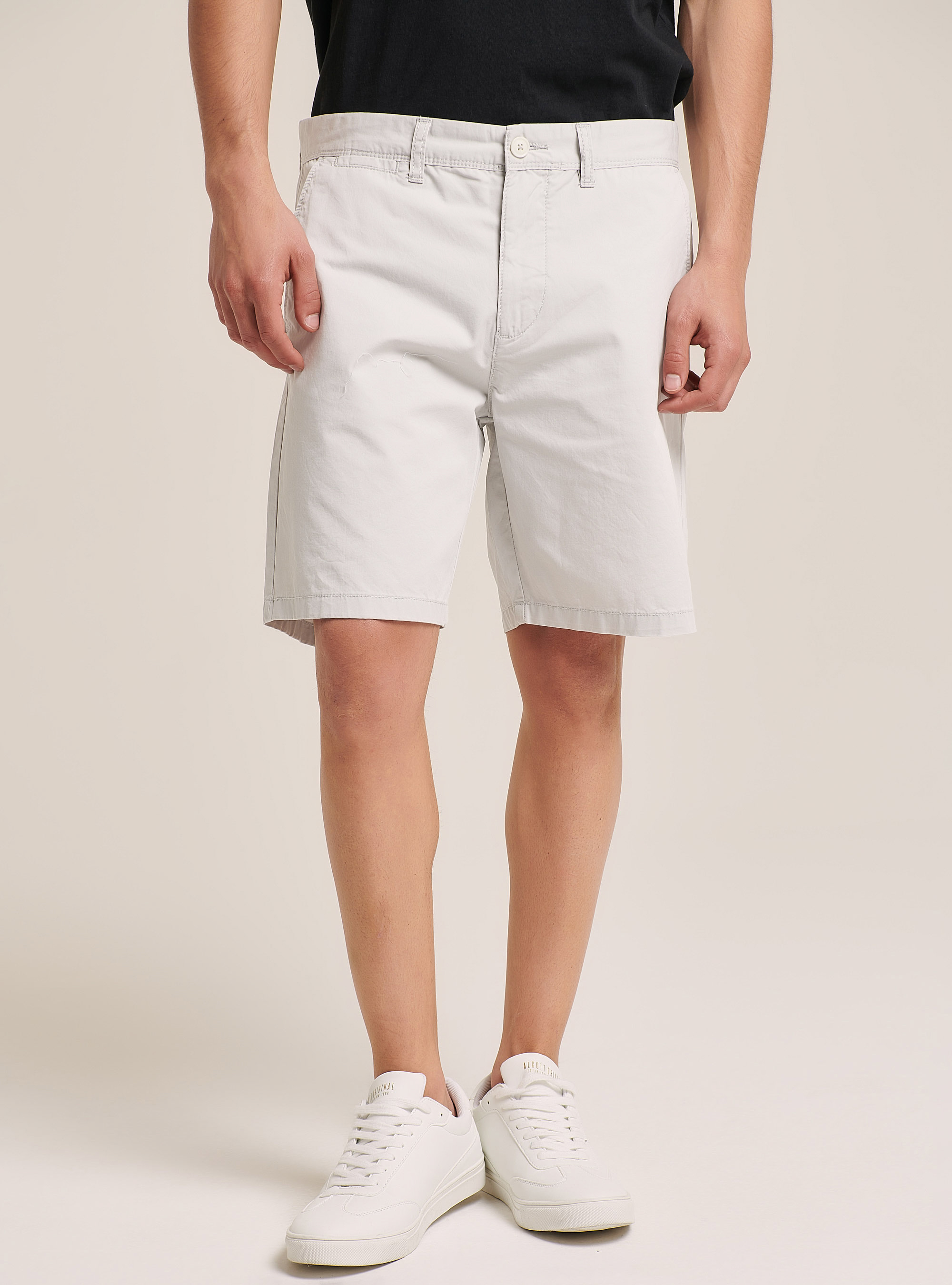 Bermuda in twill in tinta unita, PANNA