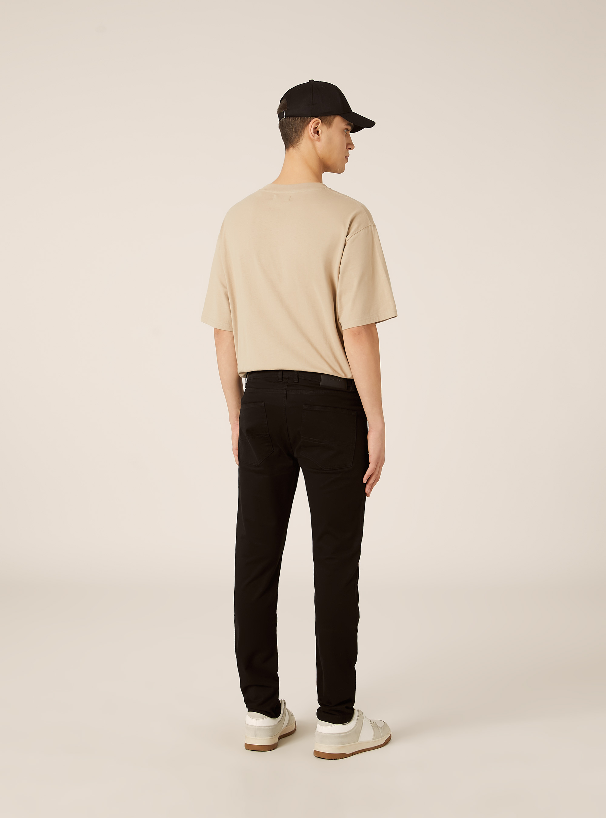 Slim fit cotton trousers, BK1 BLACK