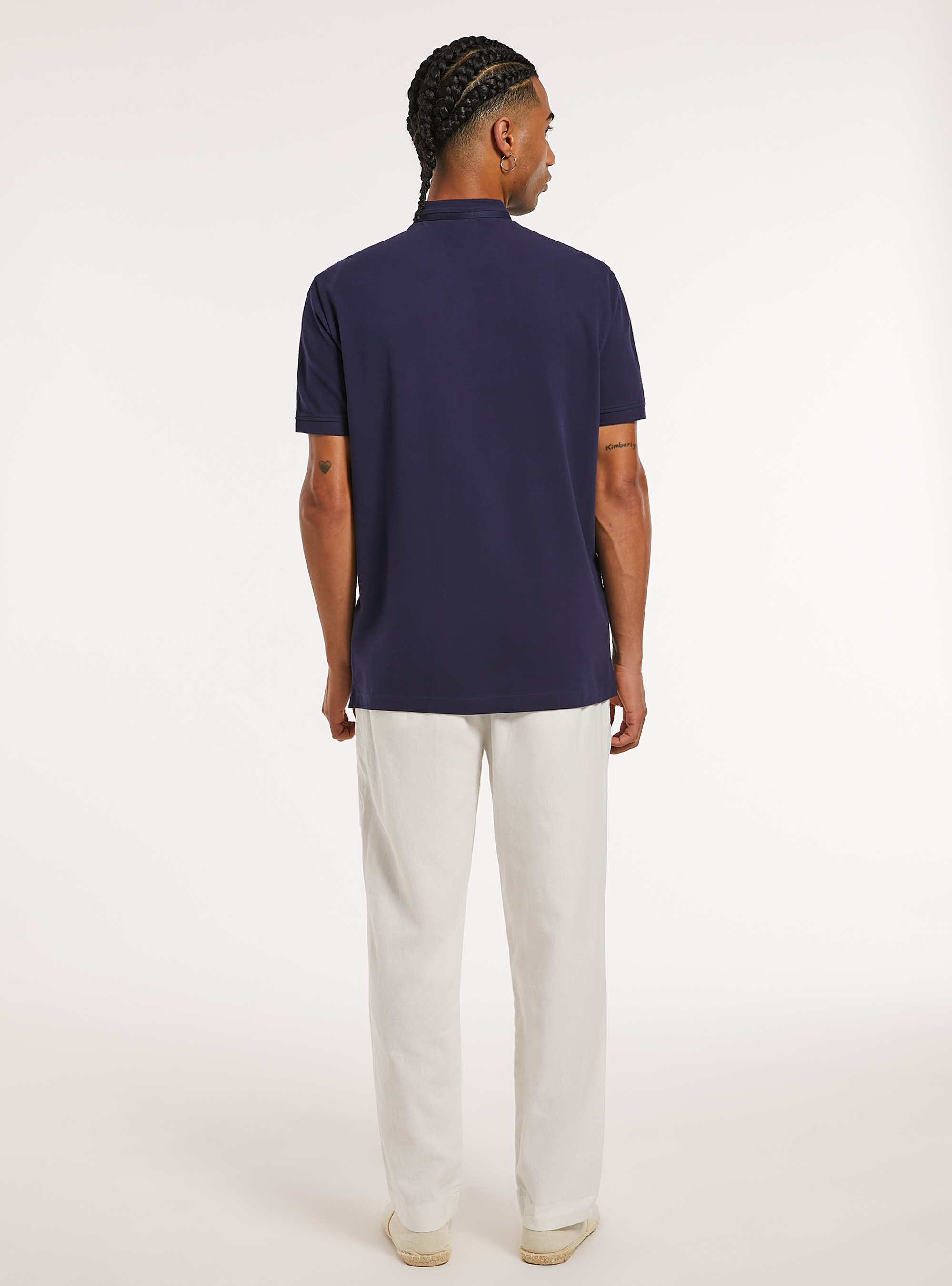 Polo en Coton &agrave; Col Officier, NA1 NAVY DARK