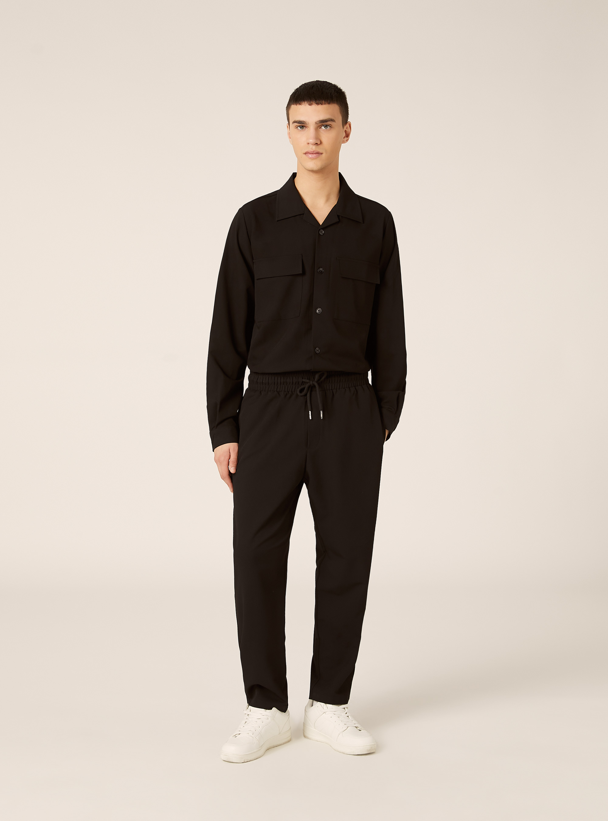 Carrot fit jogger pants, BK1 BLACK