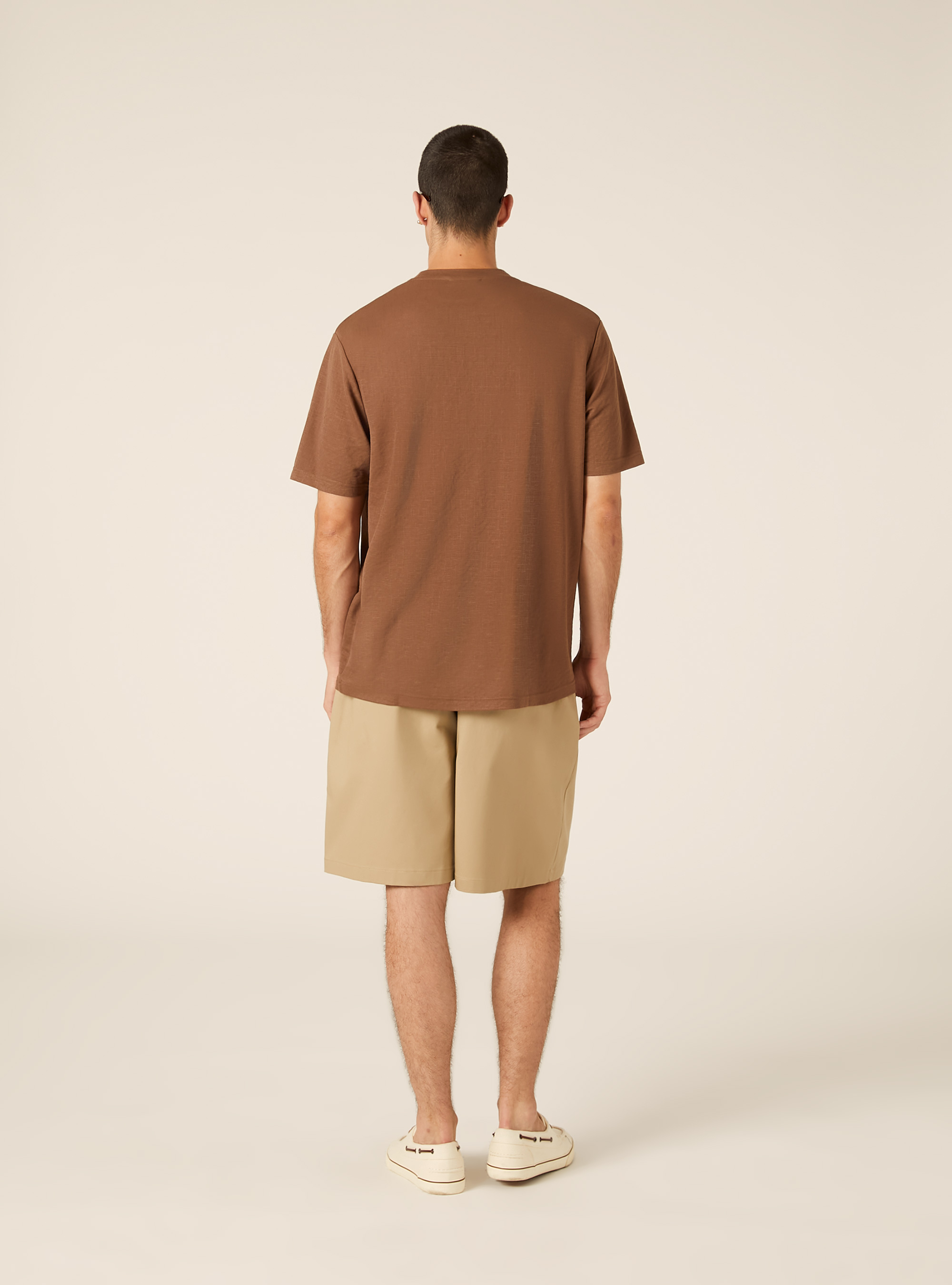 Texturiertes T-Shirt im Boxy Fit, BR2 BROWN MEDIUM