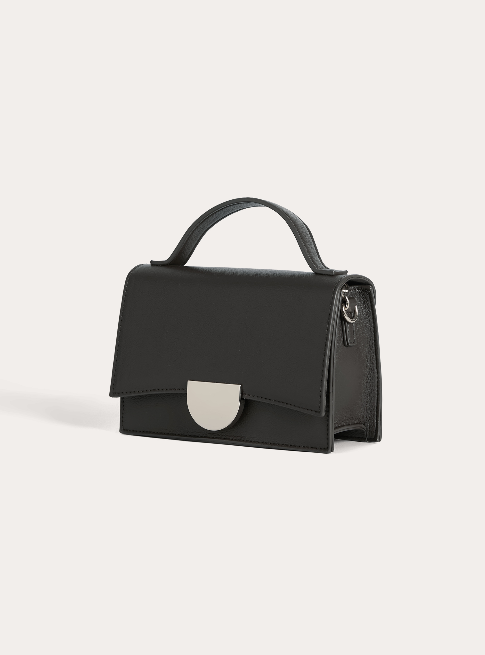 Leather-effect bag with shoulder strap, BK1 BLACK