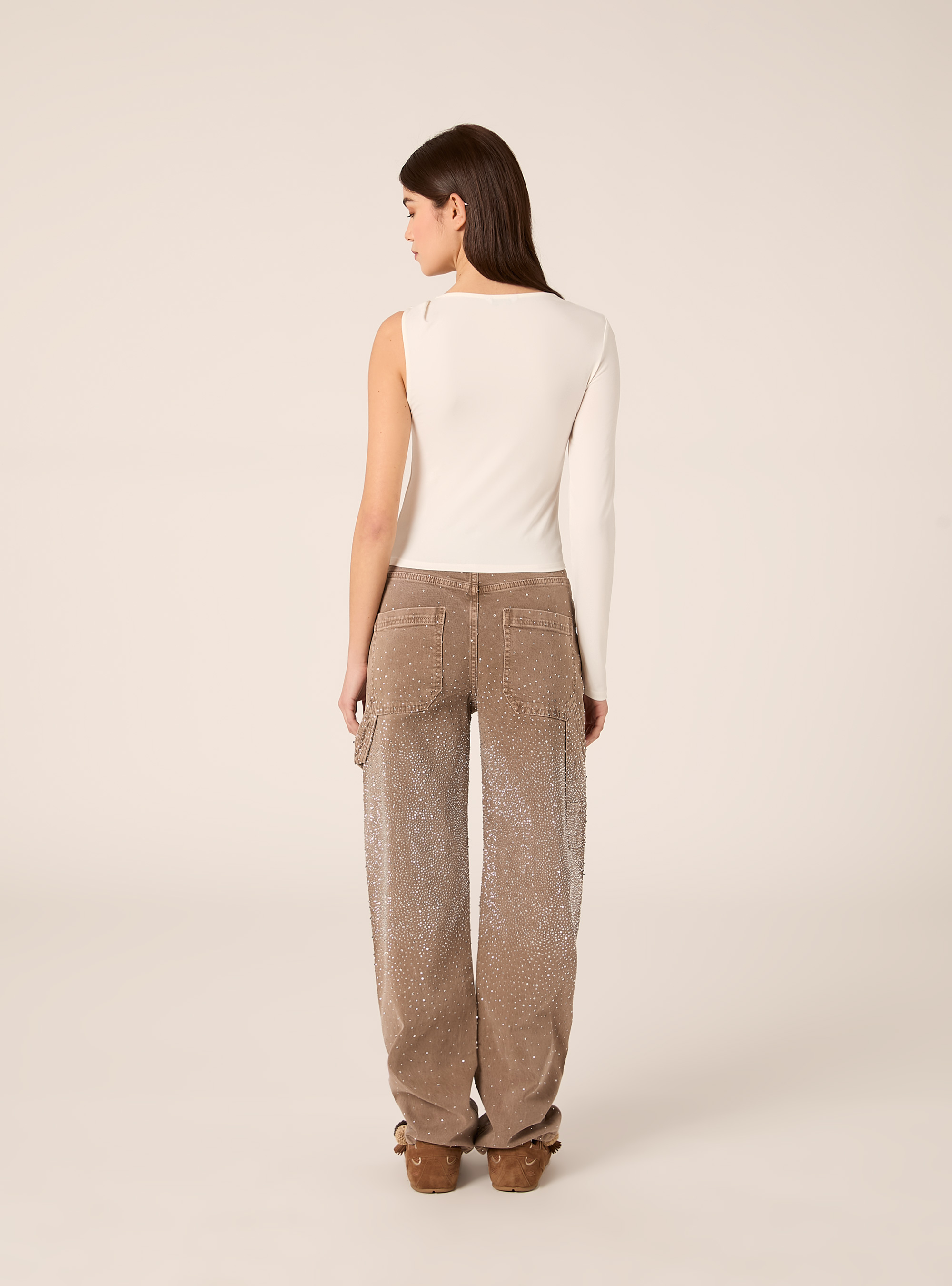 One-shoulder T-shirt, WH2 WHITE