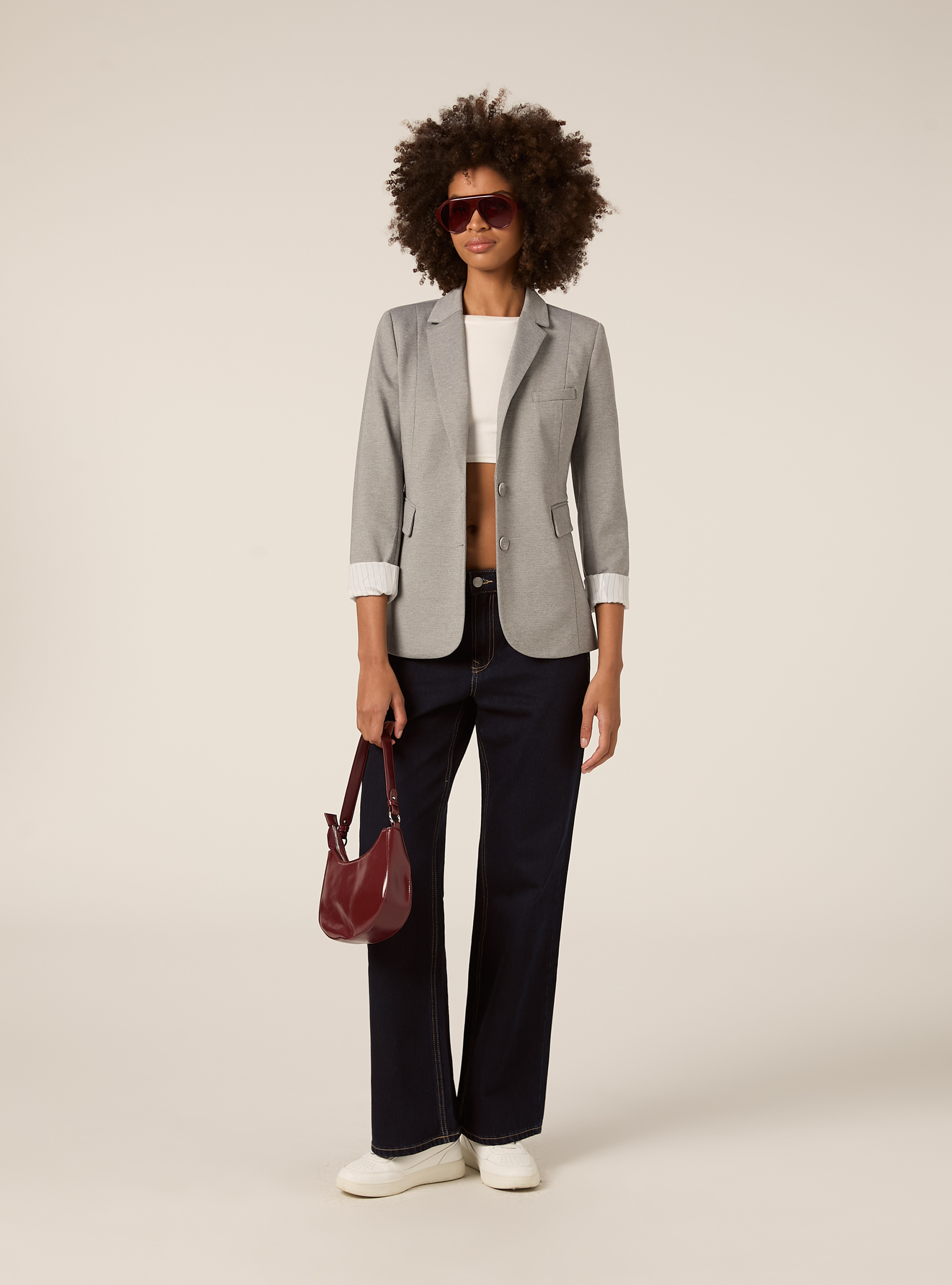 Blazer de jersey, MGY1 GREY MEL DARK
