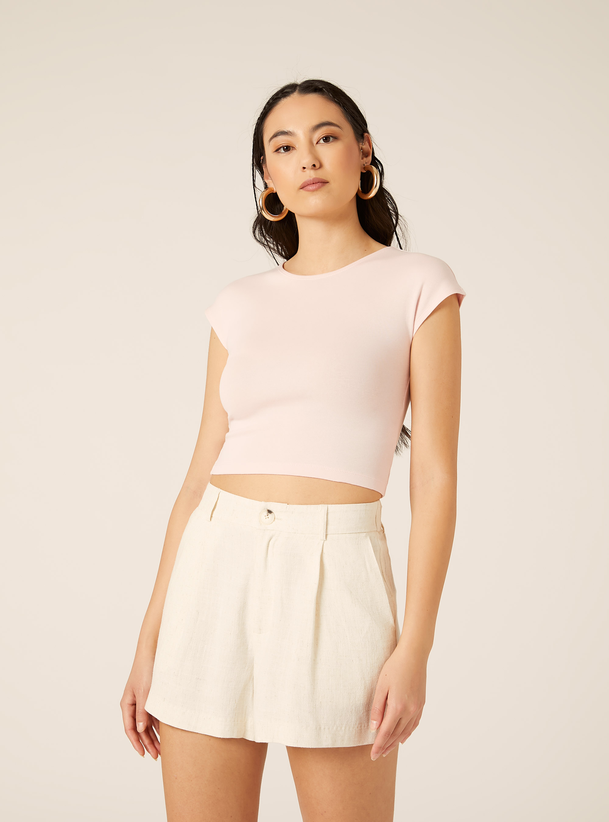 Camiseta Crop de Algod&oacute;n, PK2 PINK MEDIUM