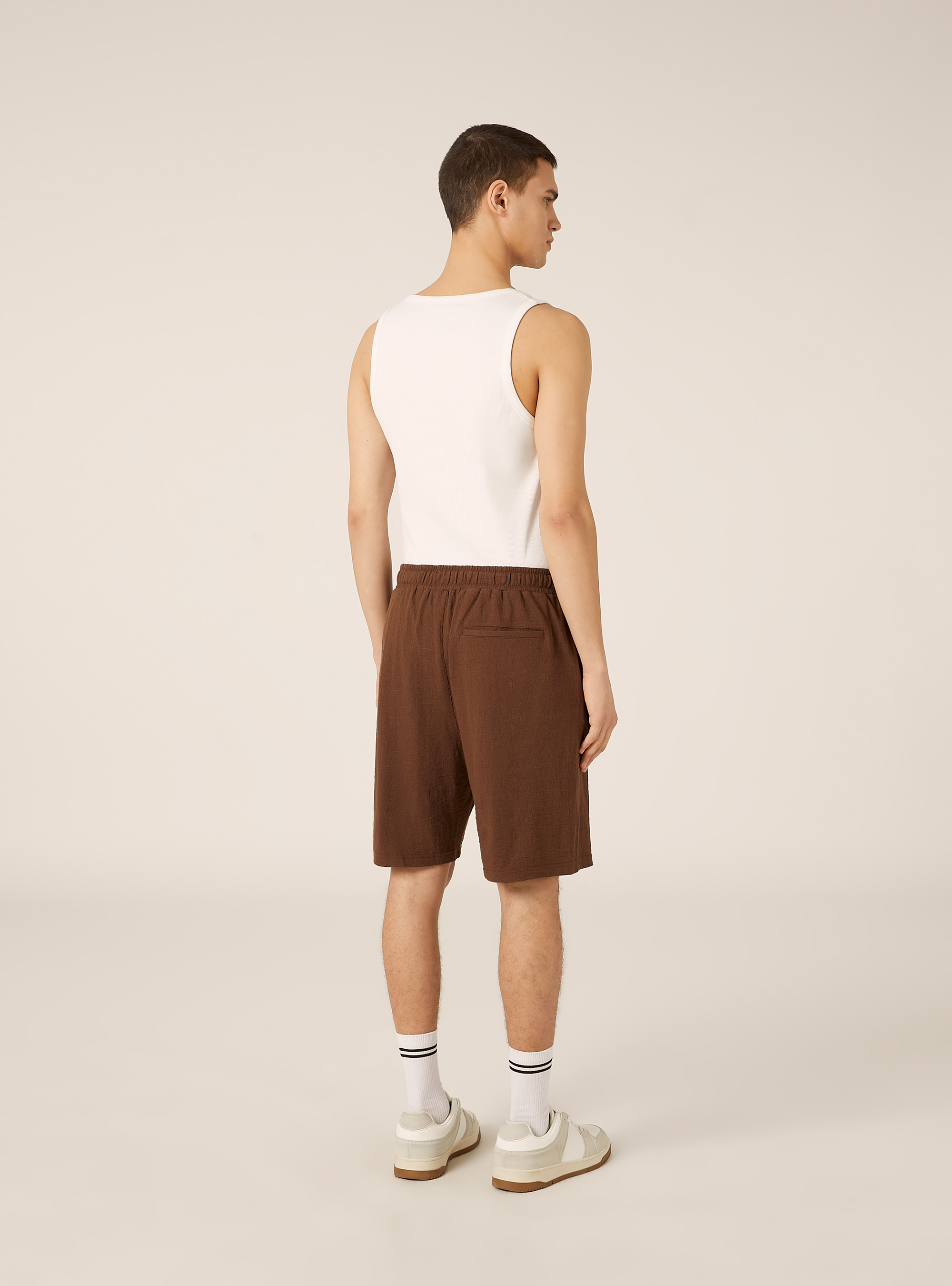 Textured Bermuda Shorts, Regular Fit, BR1 BROWN DARK