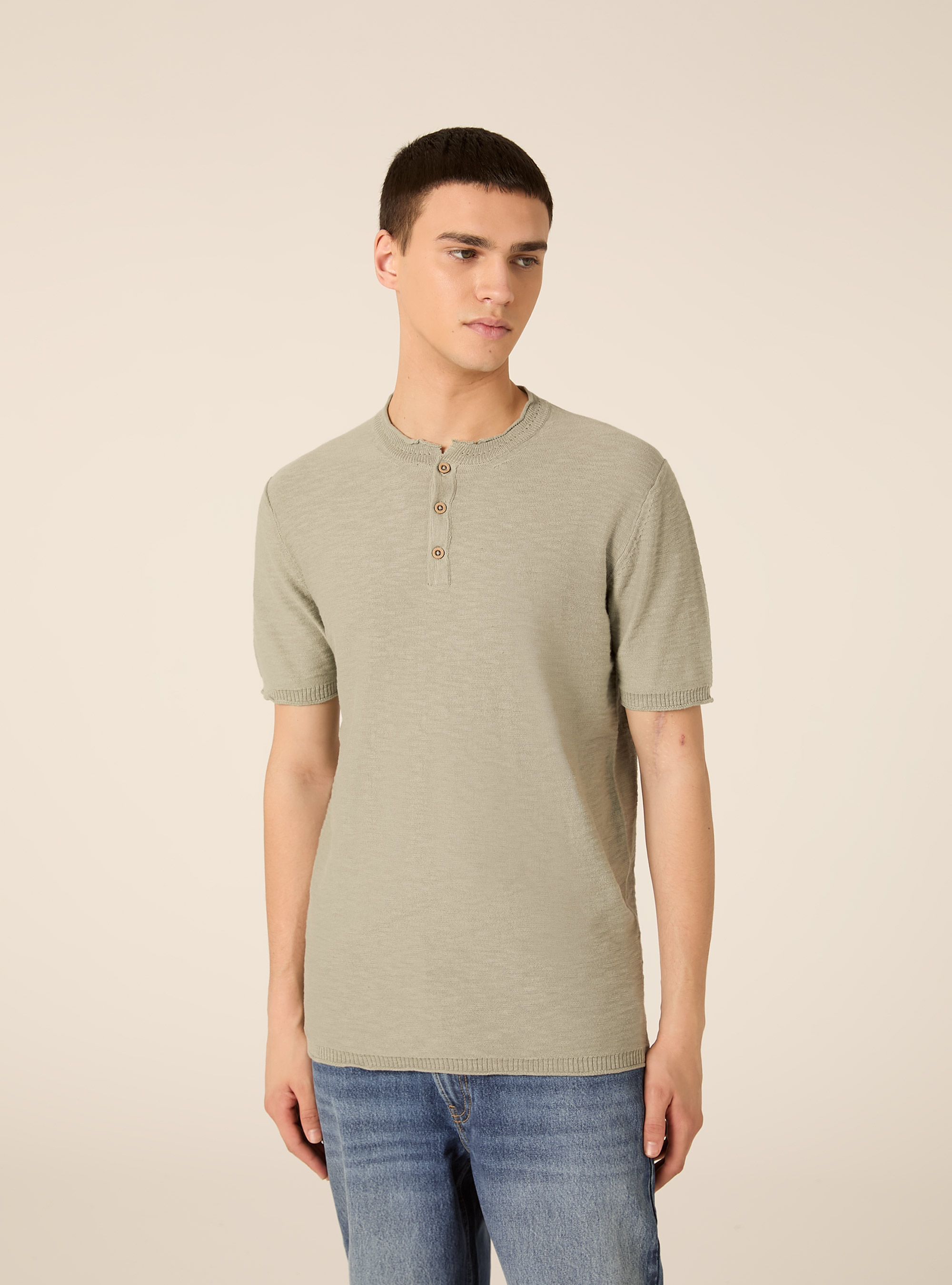 Short Sleeve Henley Pullover, SG3 SAGE LIGHT