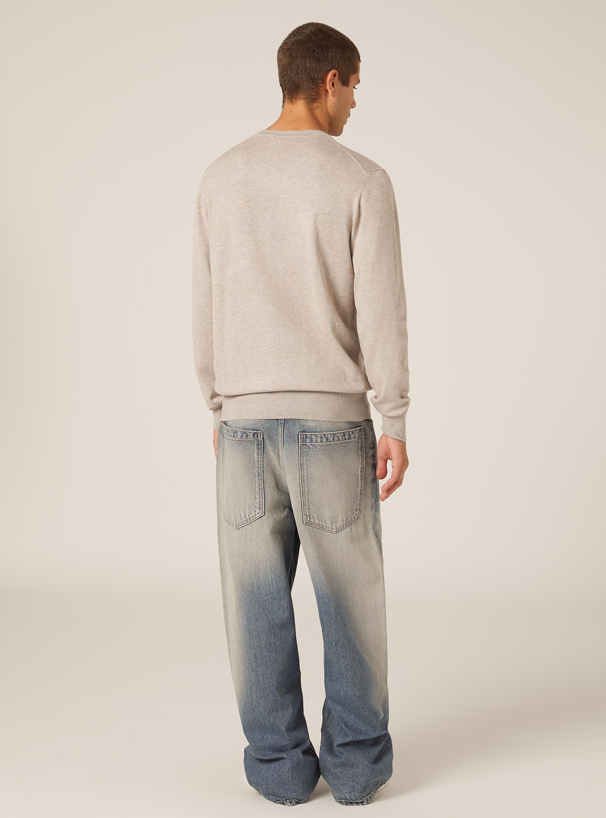 Pull &agrave; col en V en viscose Ecovero, MBG2 BEIGE MEL MED
