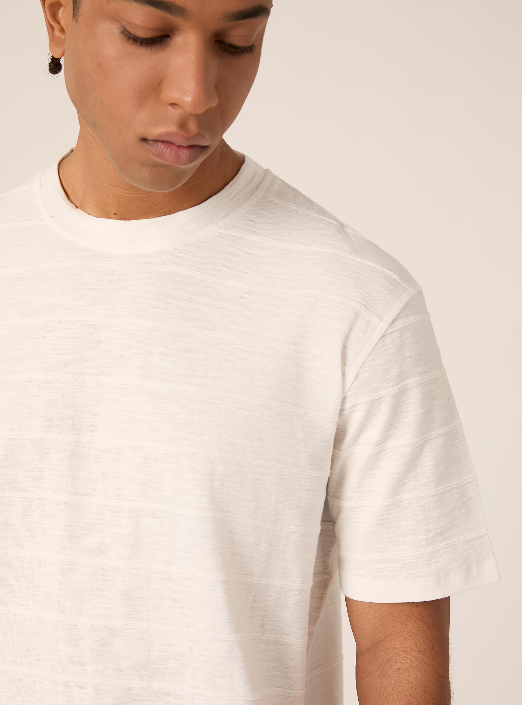 Camiseta de manga corta con textura, WH2 WHITE