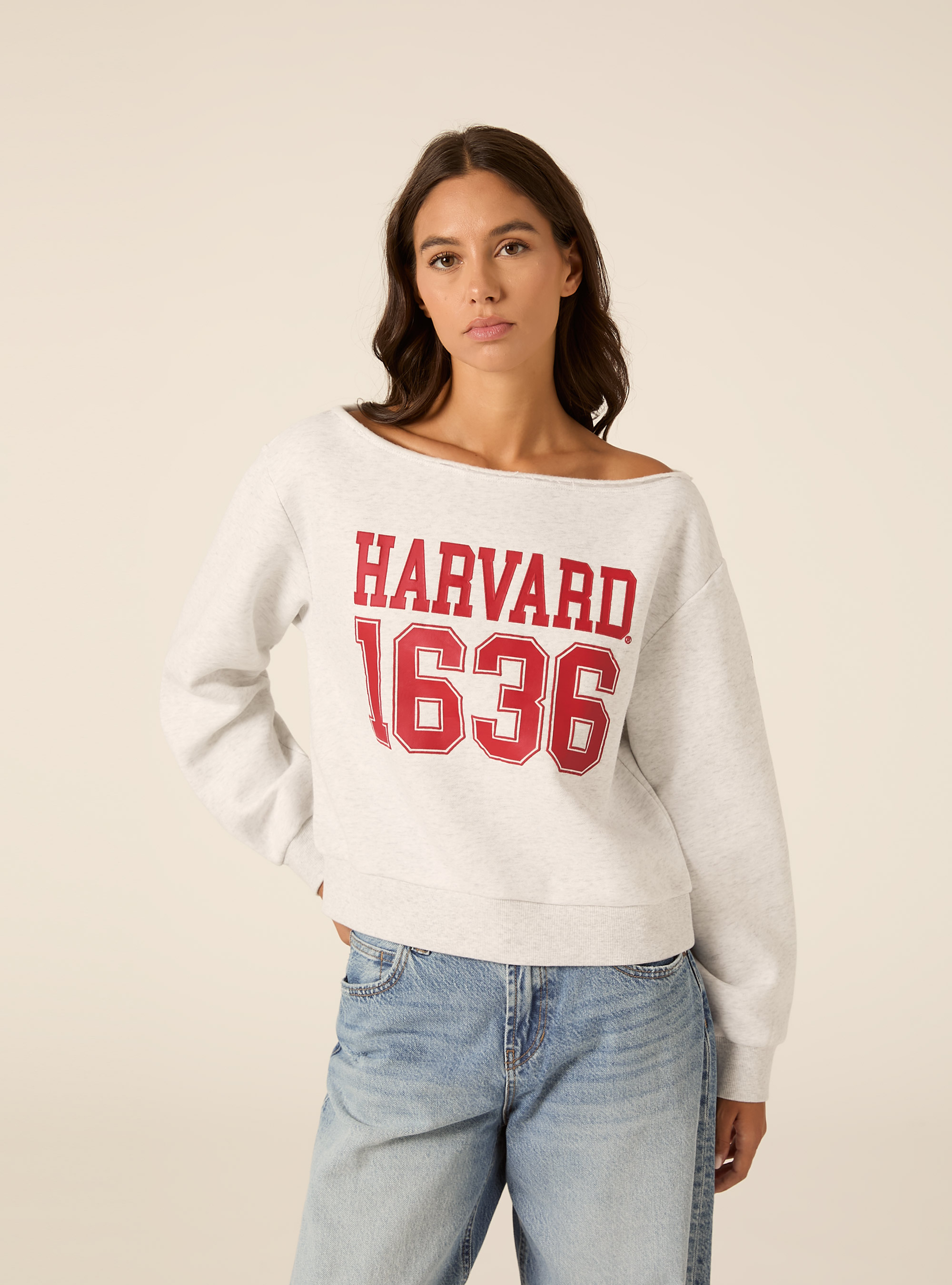 Felpa scollo a barca harvard, MGY3 GREY MEL LIGHT