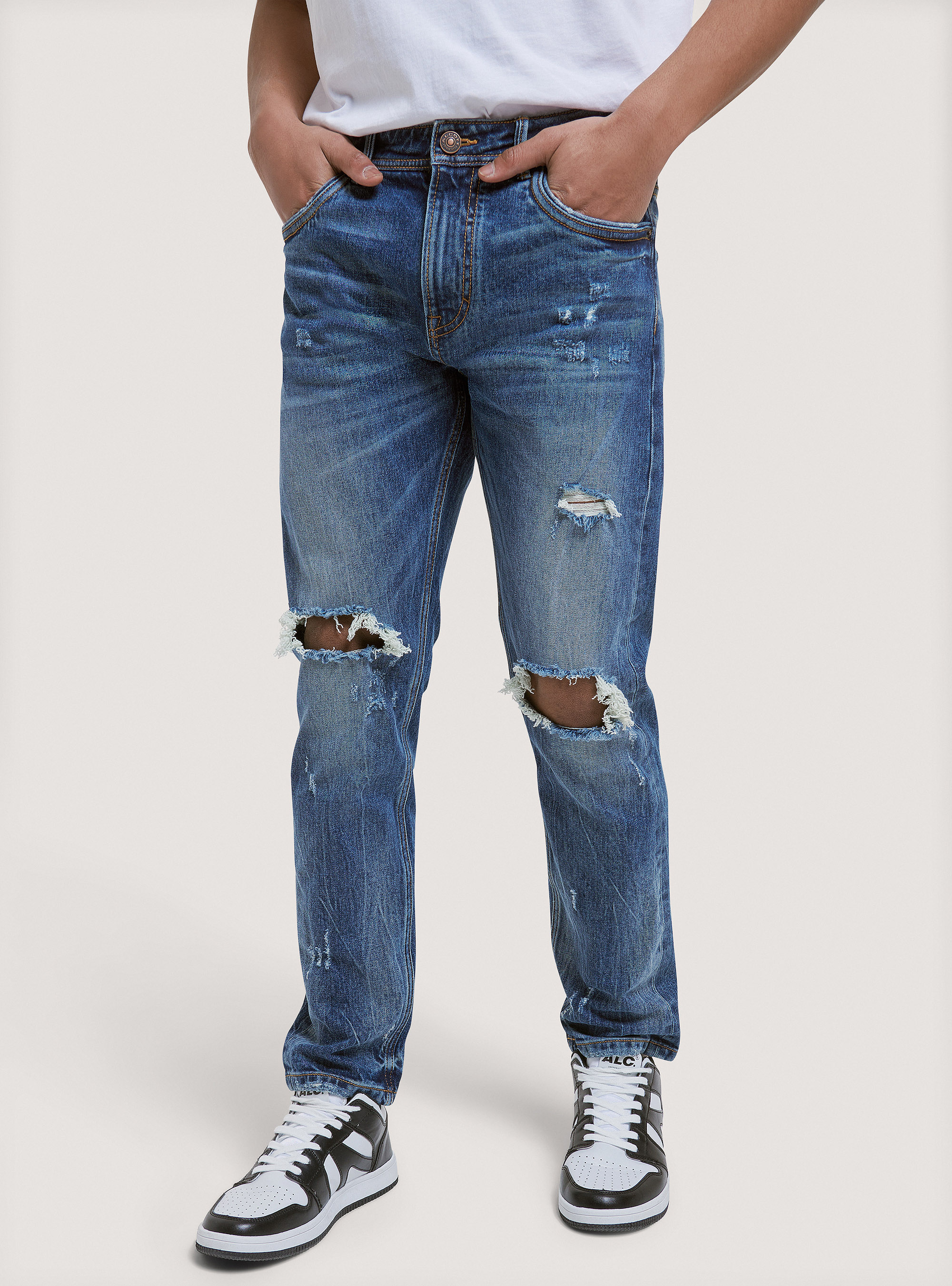Jean Slim Fit en coton, D002 MEDIUM DARK BLUE