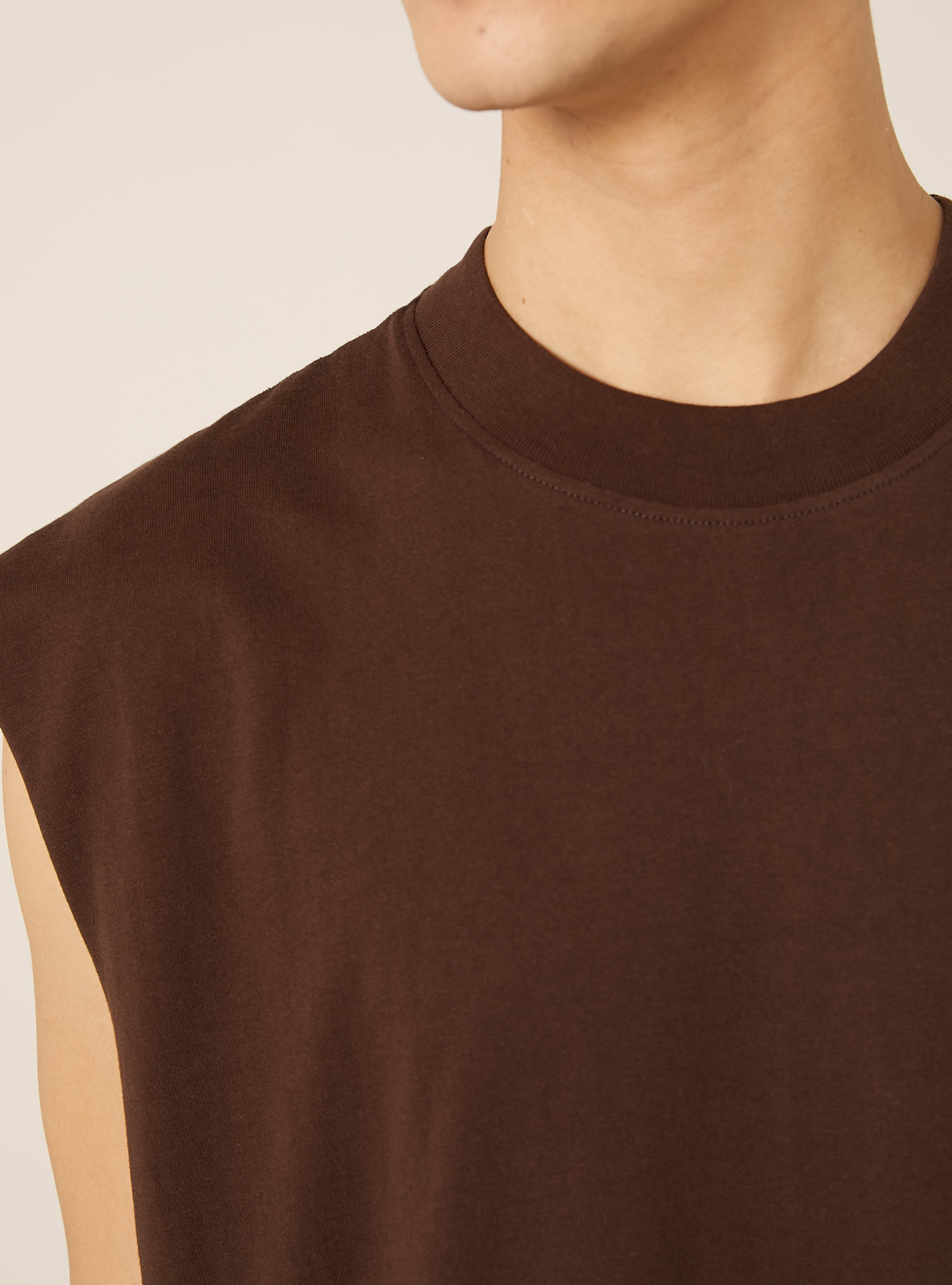Boxy Fit Tank Top, BR1 BROWN DARK