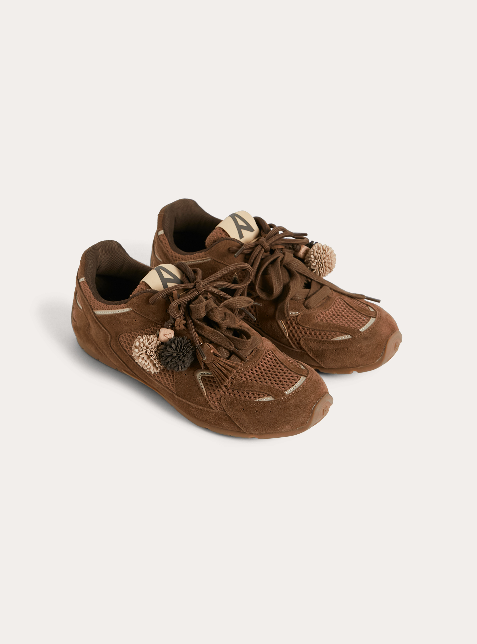 Baskets effet daim avec charms, BR2 BROWN MEDIUM