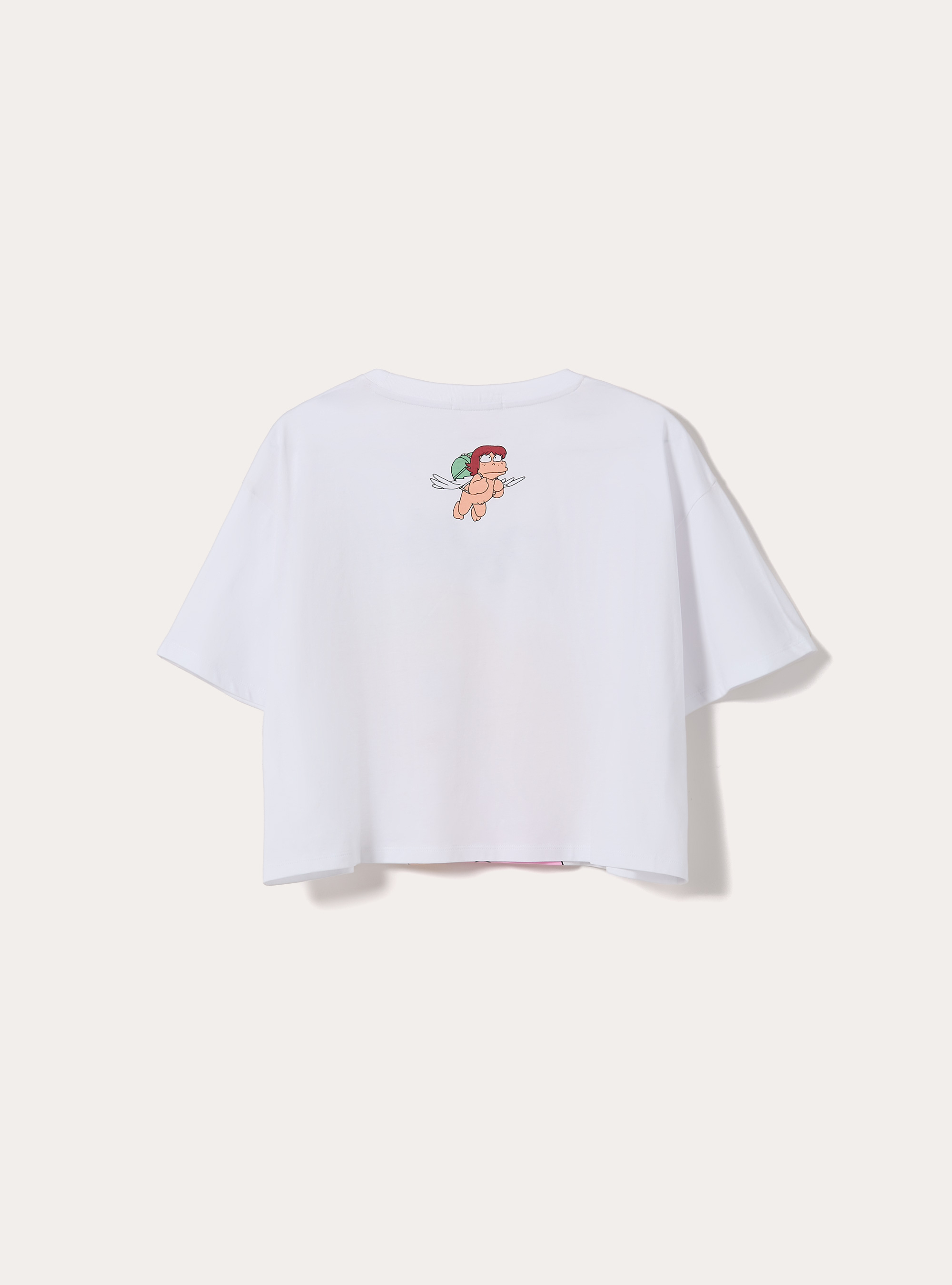 T-shirt pollon licenza crop fit, WH3 WHITE