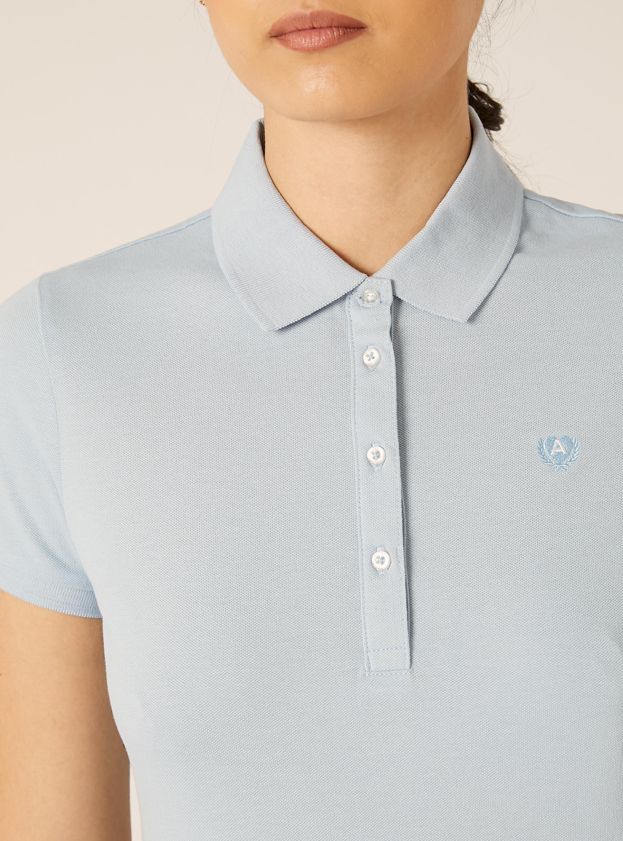Slim Fit Polo Shirt with Embroidered Logo, AZ3 AZURE LIGHT