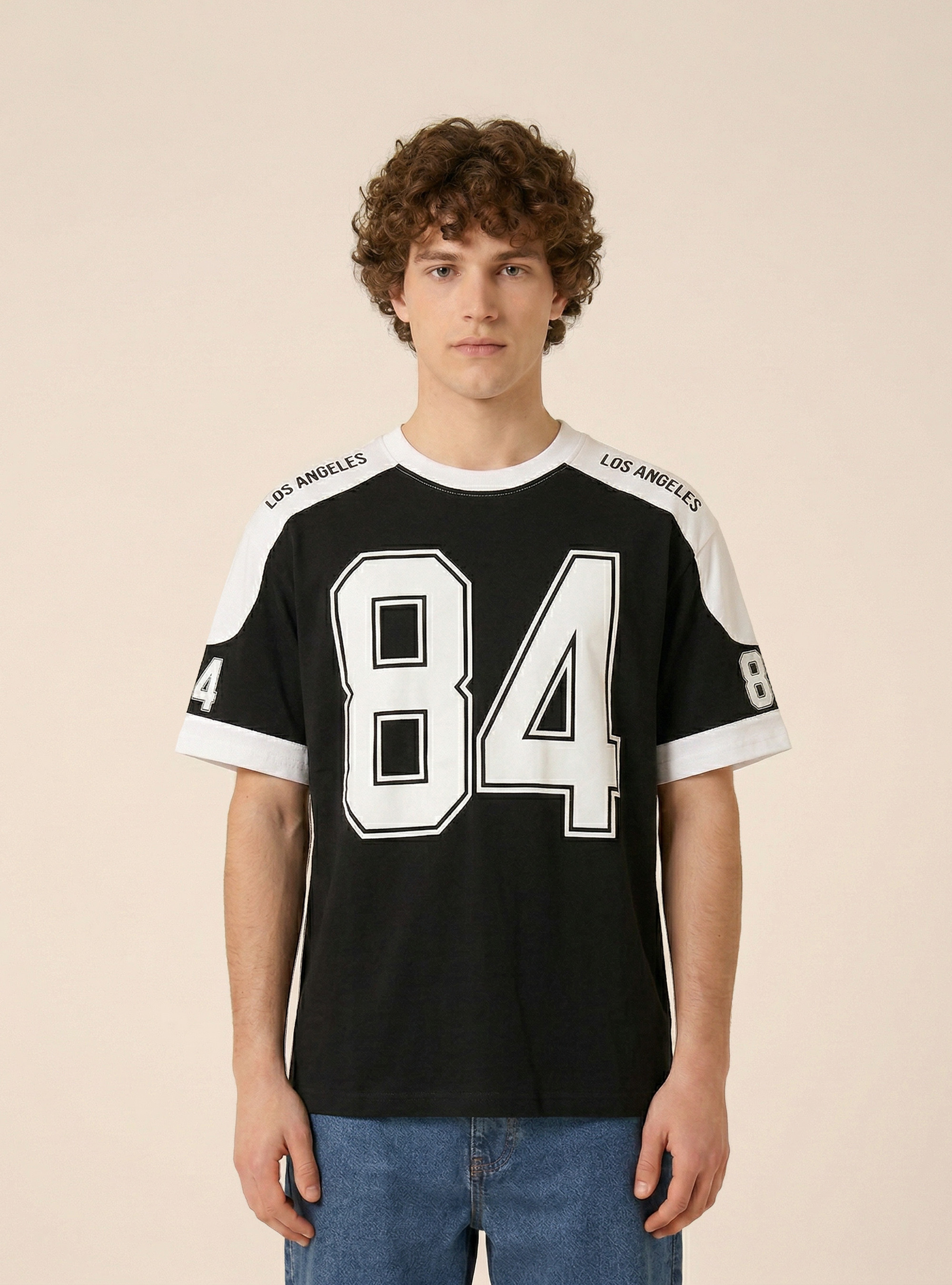 T-shirt con stampa numero, NERO
