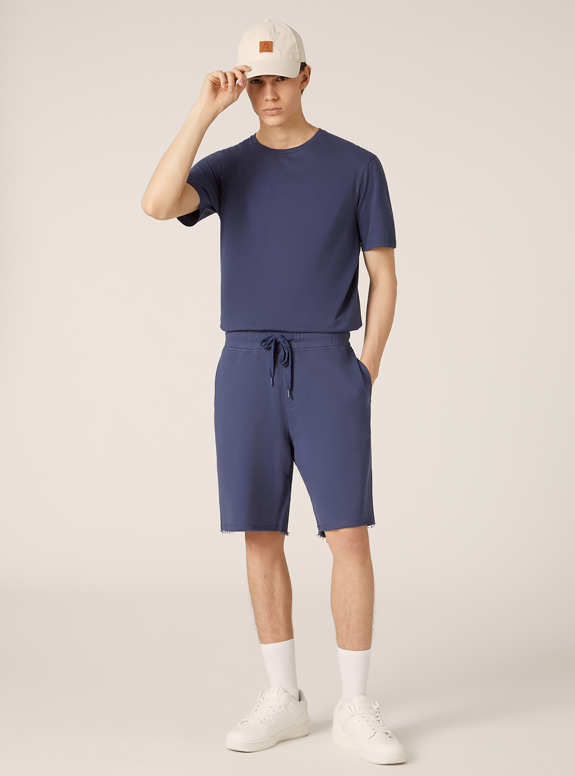 Jogger-Bermudashorts aus Baumwolle, BL3 BLUE LIGHT