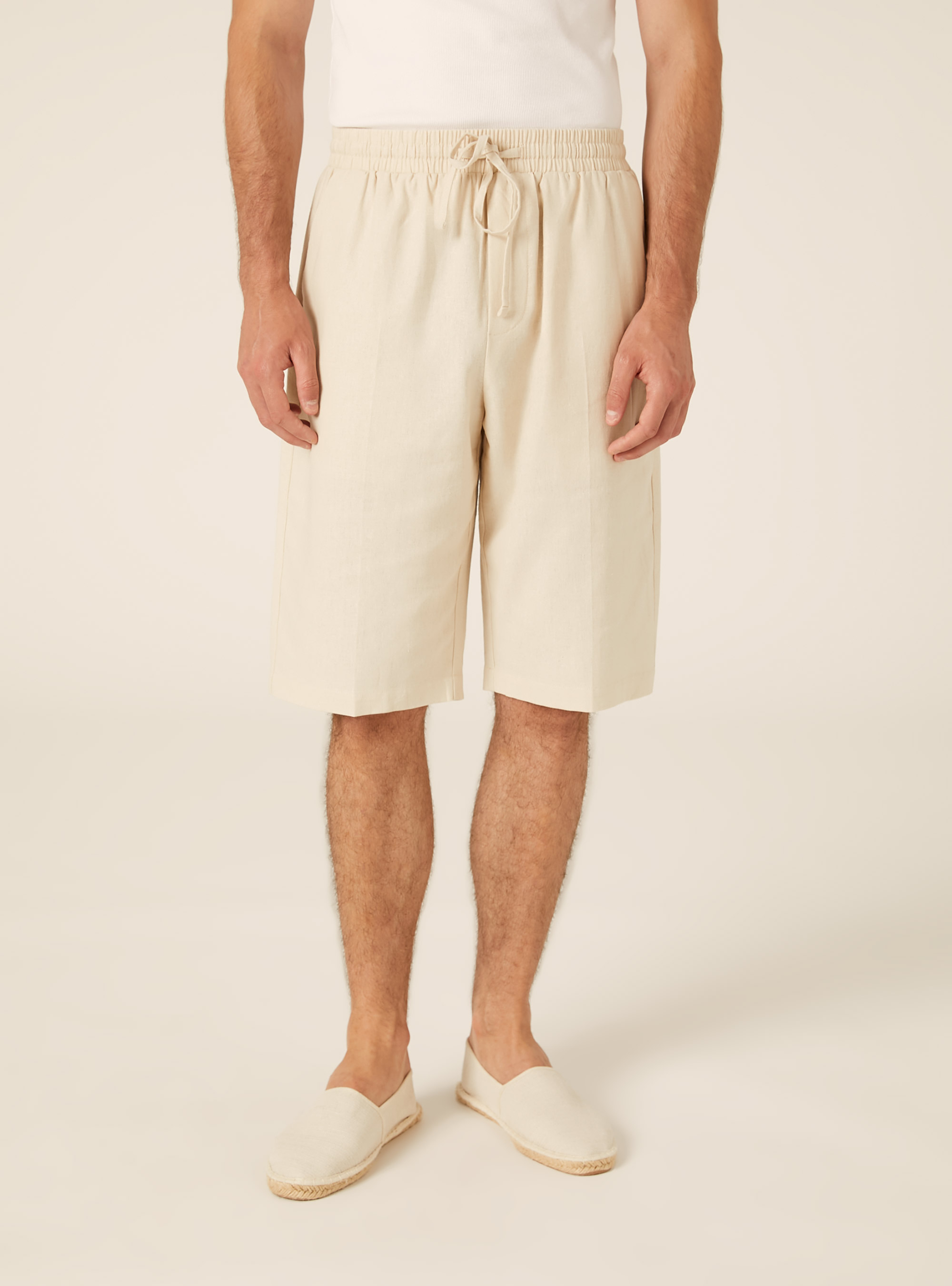 Bermuda de Mezcla de Lino, BG2 BEIGE MEDIUM