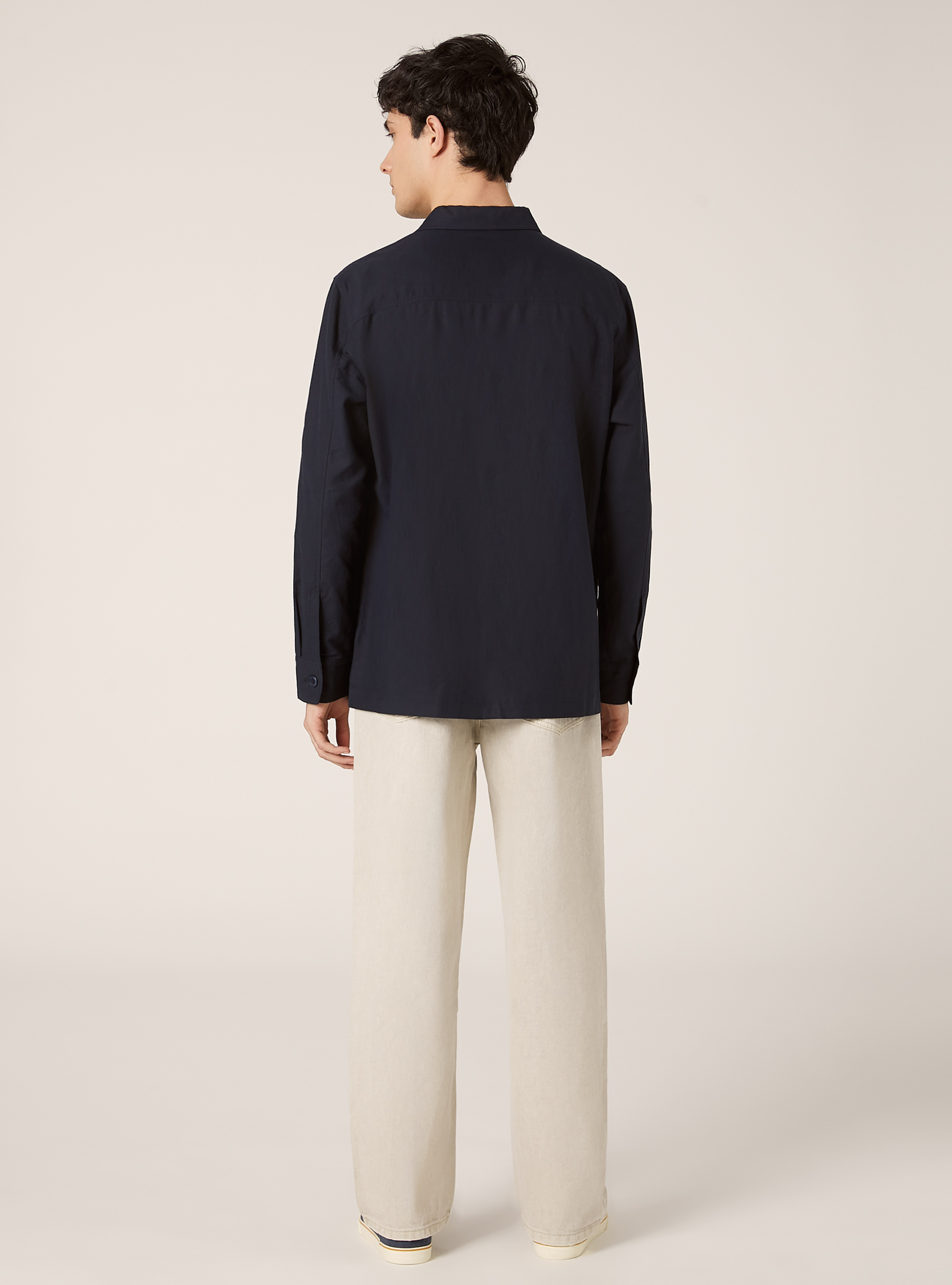 Linen blend shirt jacket, NA2 NAVY MEDIUM