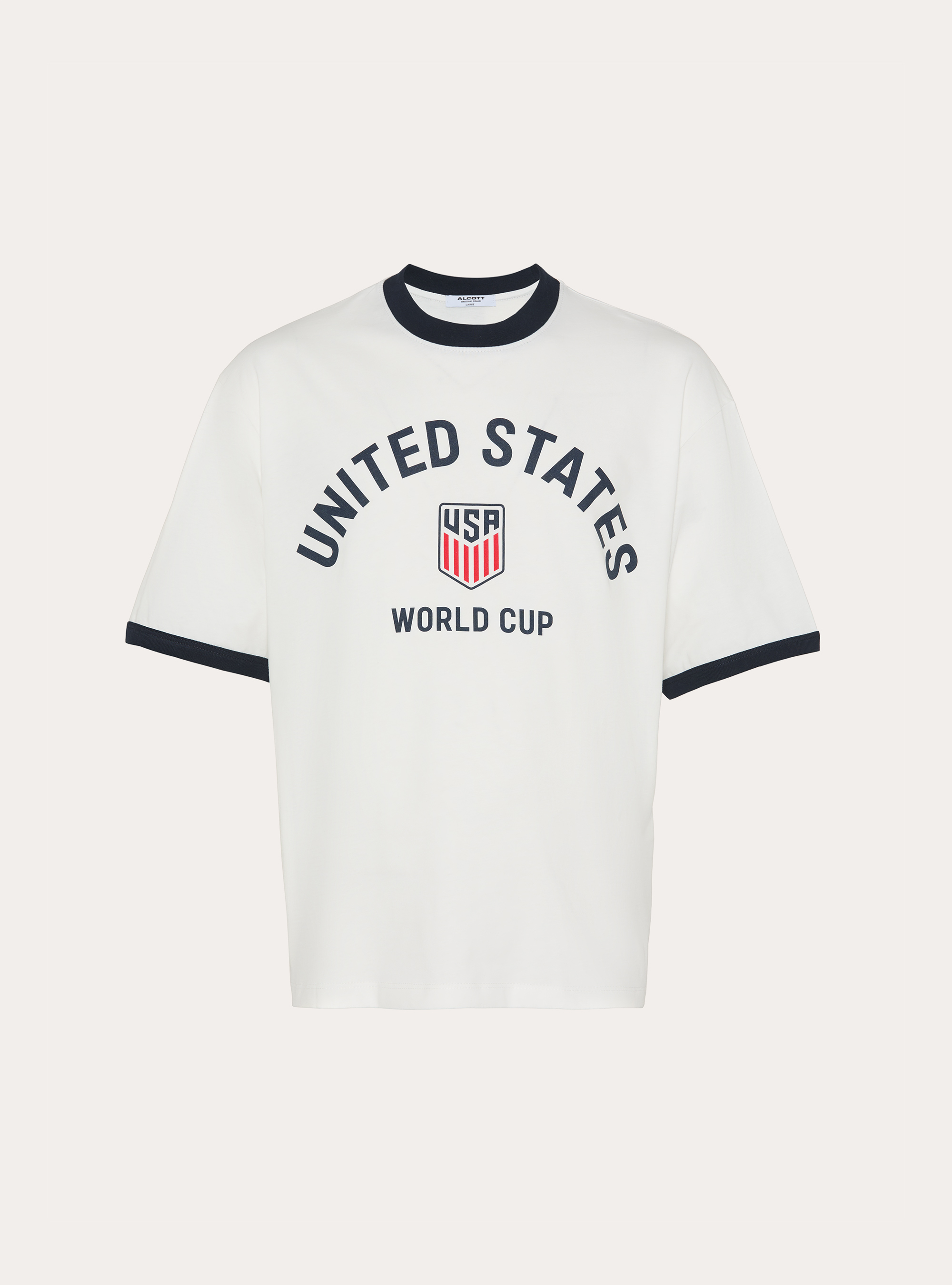 Regular Fit Ringer T-Shirt with International Sports Graphic, WH1 OFF WHITE