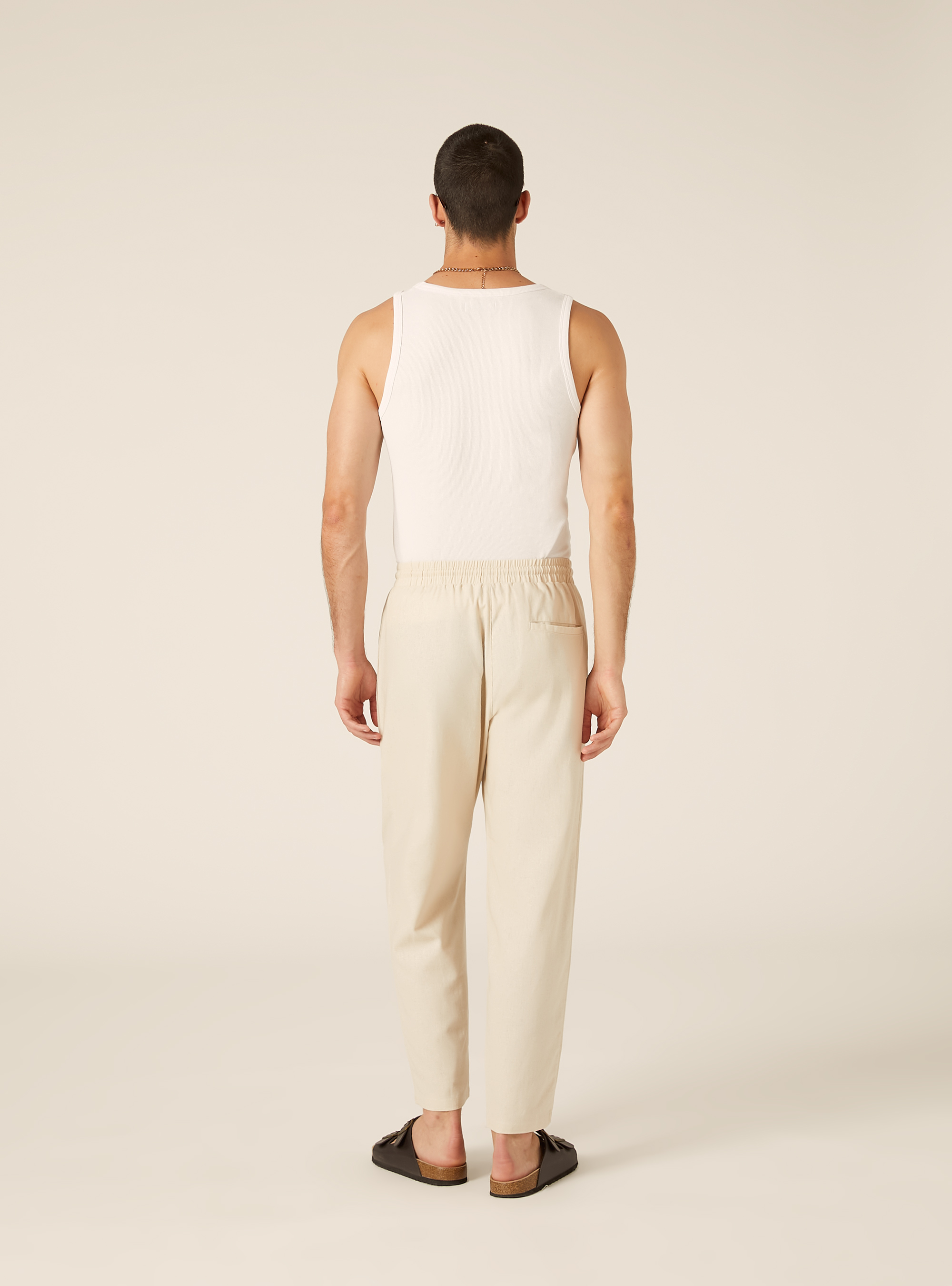 Linen Blend Jogger Trousers, BG2 BEIGE MEDIUM