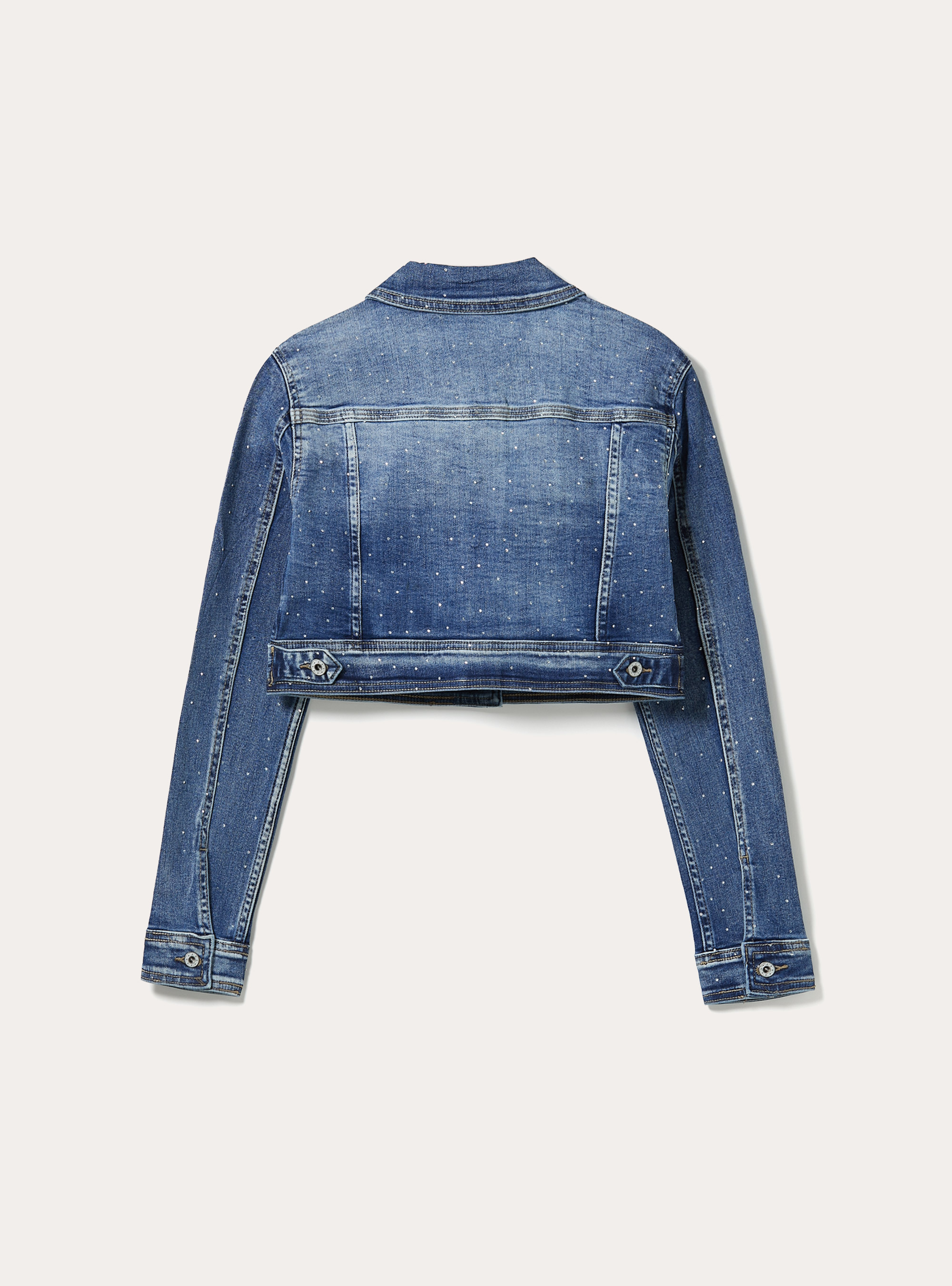 Veste en jean courte avec strass, D003 MEDIUM BLUE