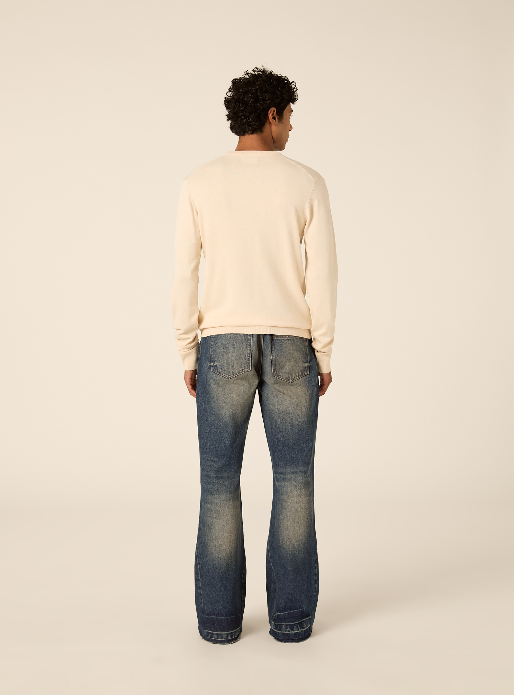 Jersey de cuello redondo en viscosa Lenzing Ecovero, MCR3 CREAM MEL LIGHT