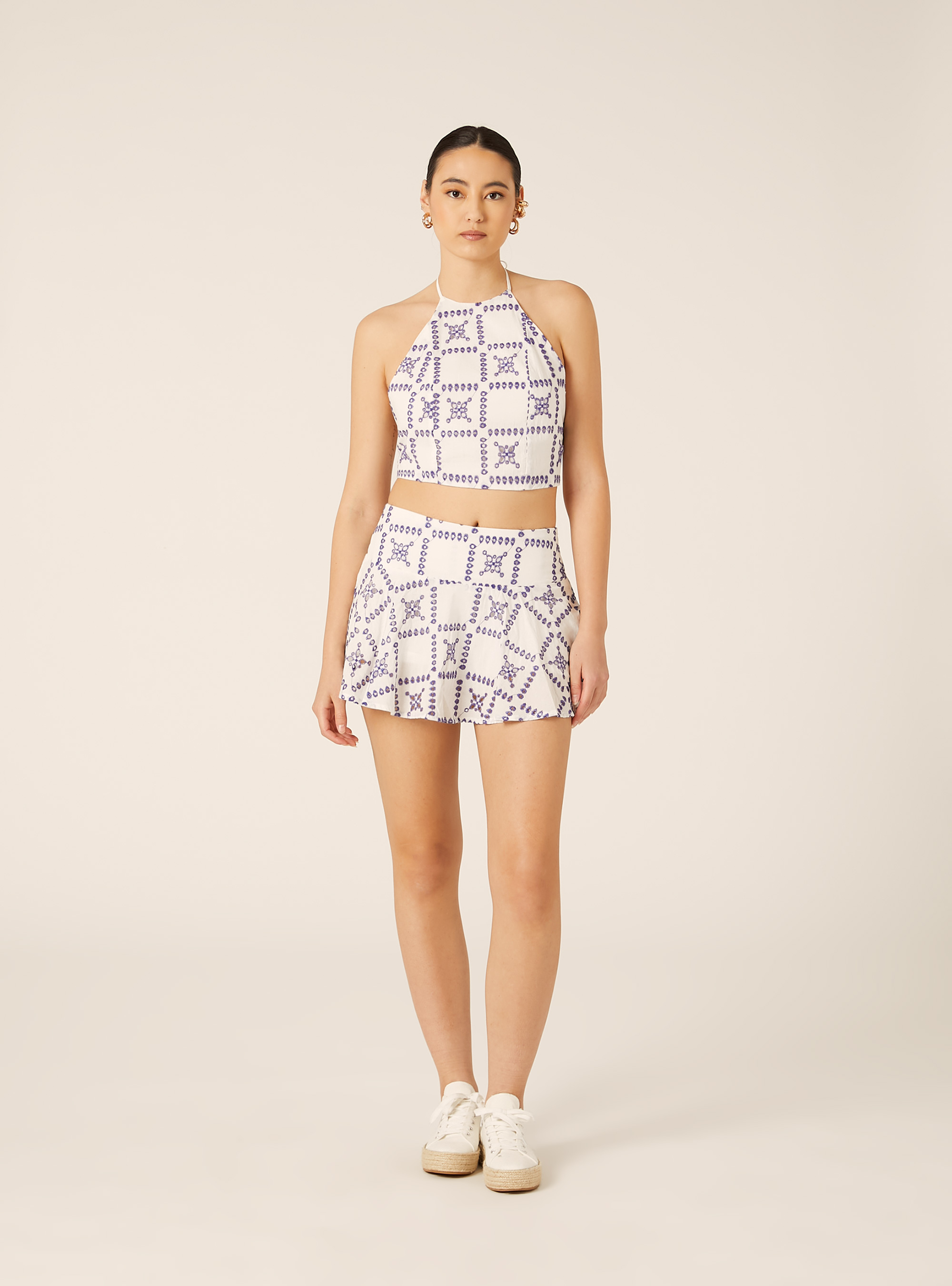 Minifalda May&oacute;lica de Encaje Sangallo, WH2 WHITE