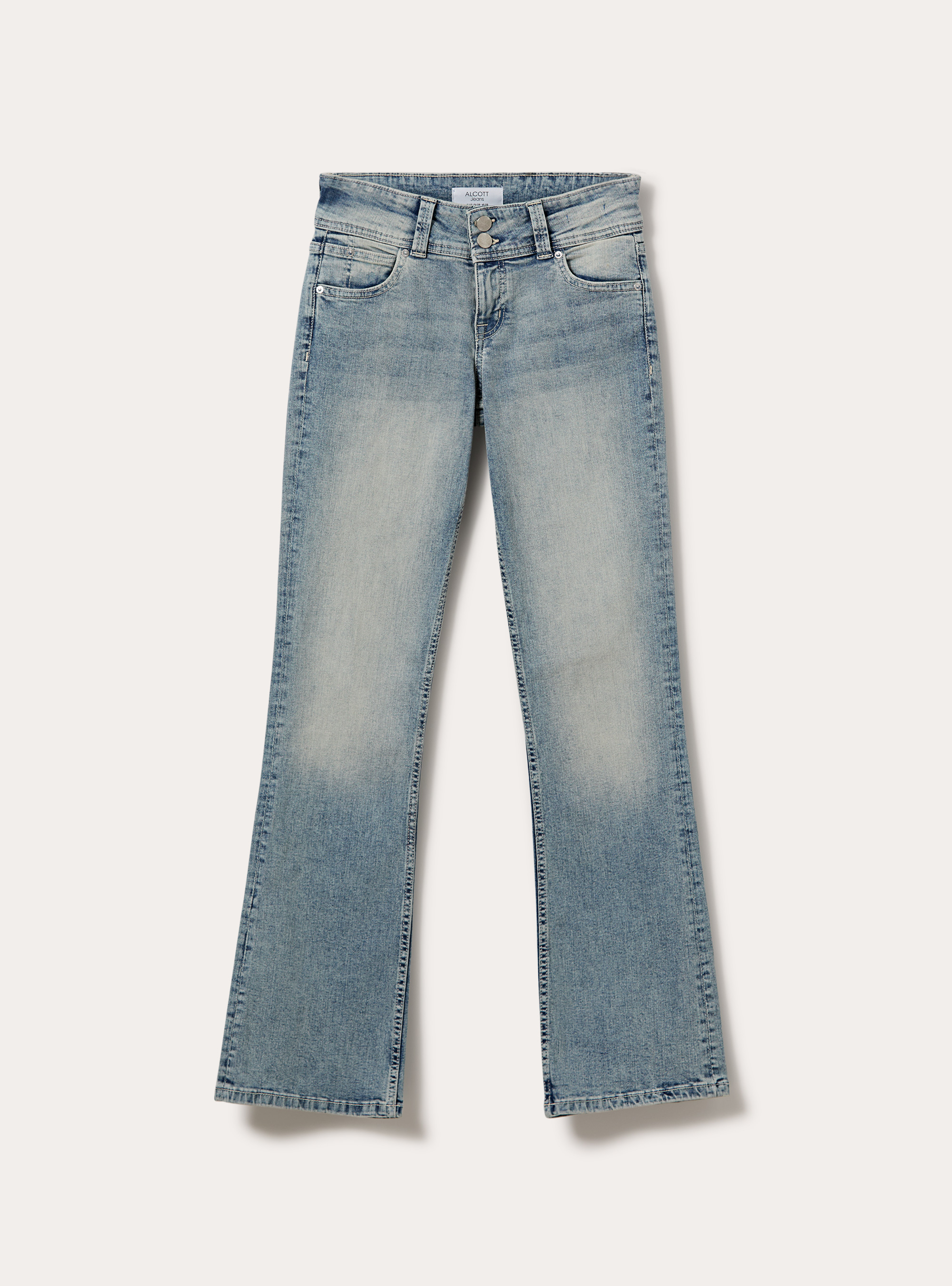 Low rise bootcut jeans with flap pockets, D202 AZZURRE LIGHT OVERDYE