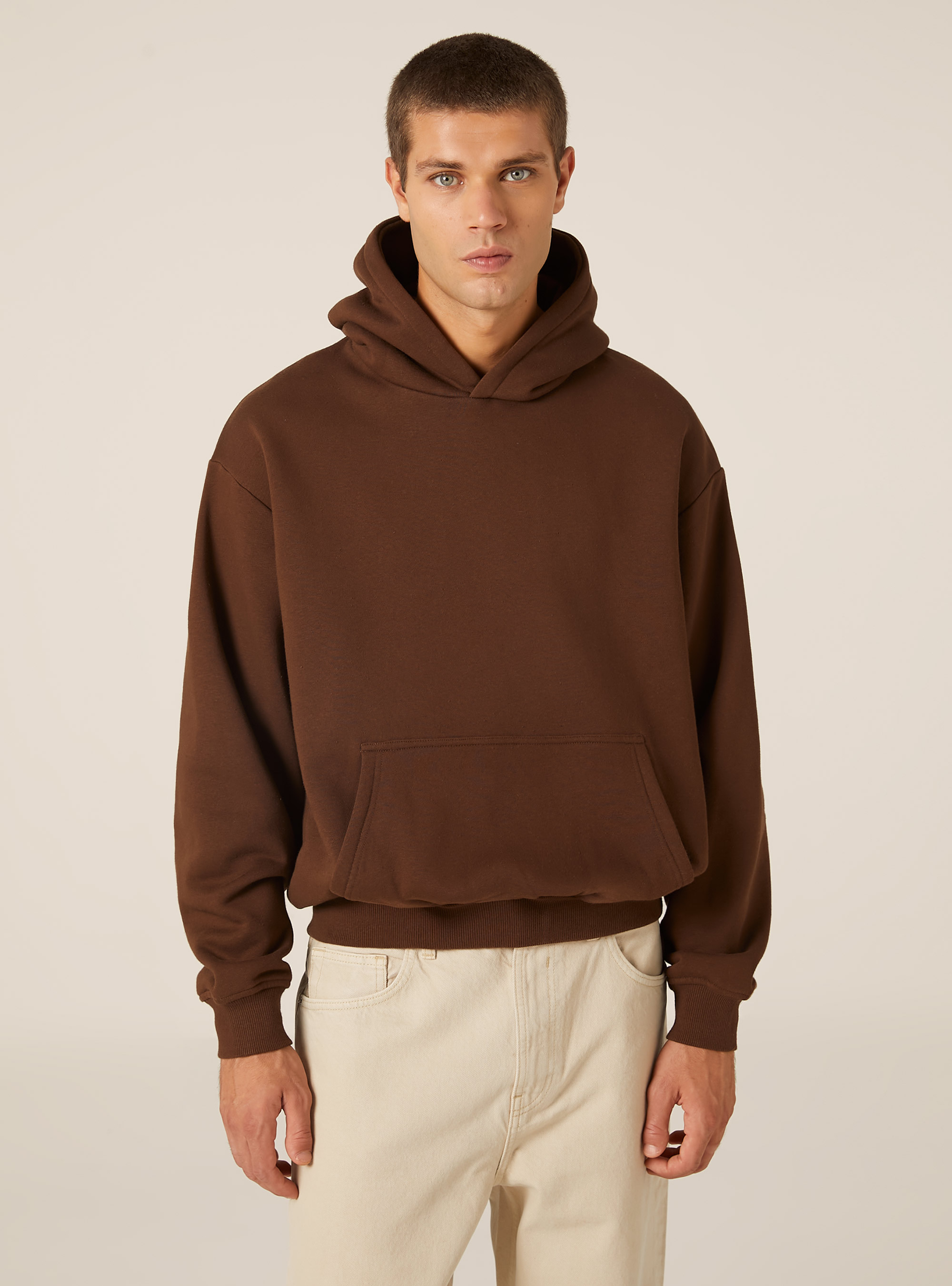 Sweat &agrave; capuche coupe boxy, BR2 BROWN MEDIUM