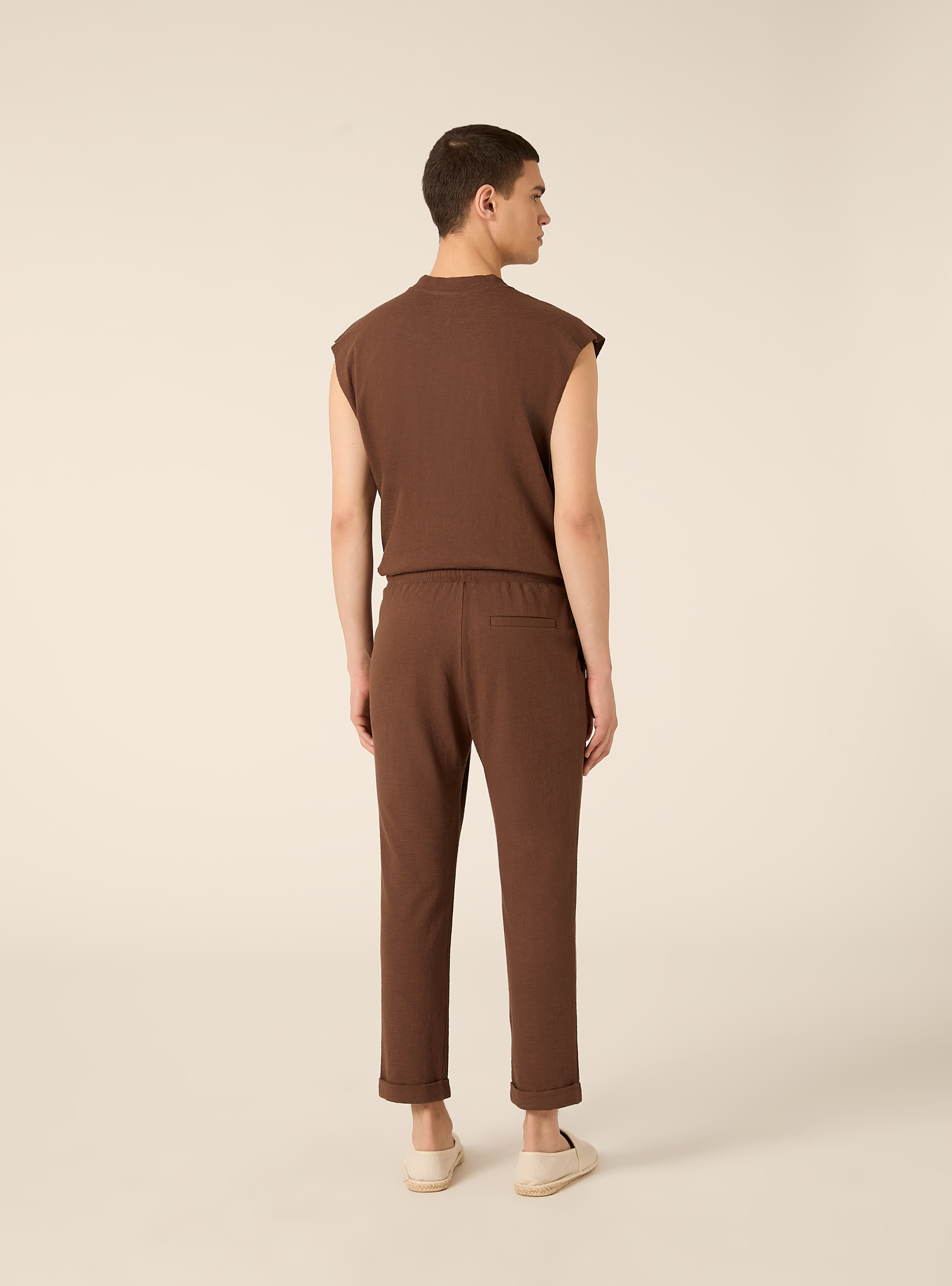 Textured jogger trousers, BR1 BROWN DARK