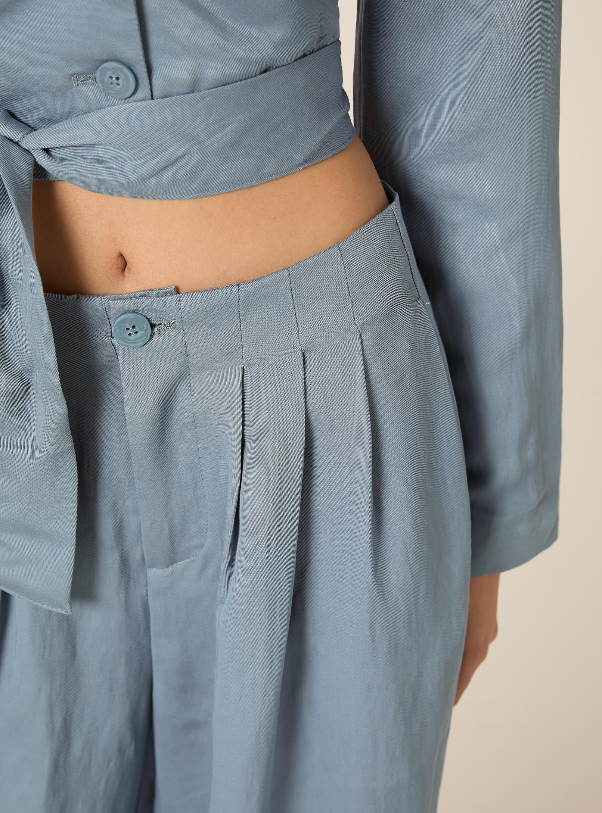 Pantalones de pierna ancha en sarga, AZ2 AZURE MEDIUM