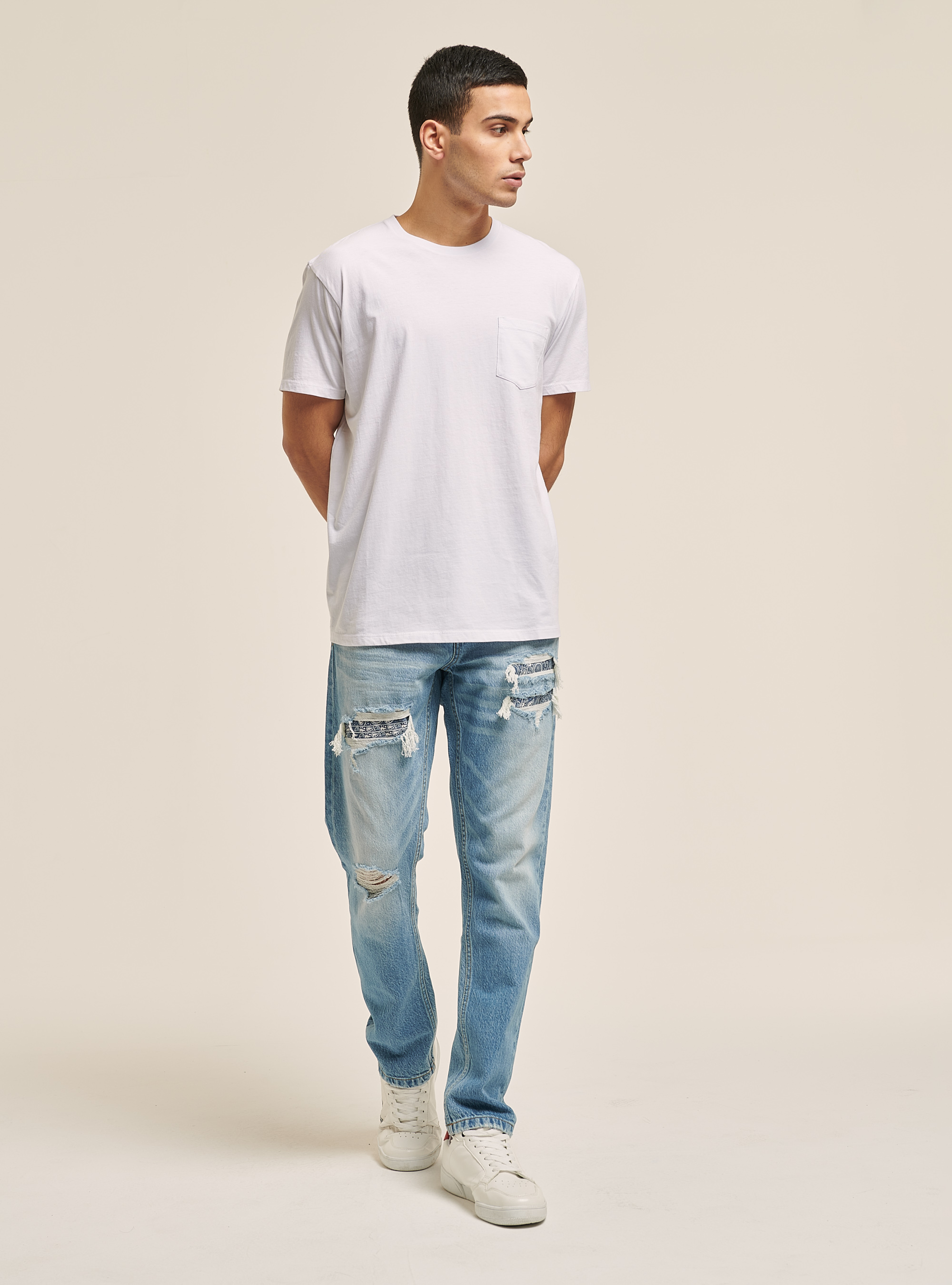 Crew-neck t-shirt with pocket, WH3 WHITE